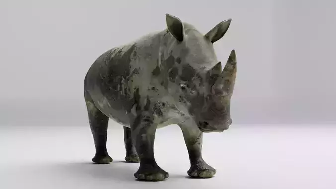 Rhino muddy Low-poly 3D model