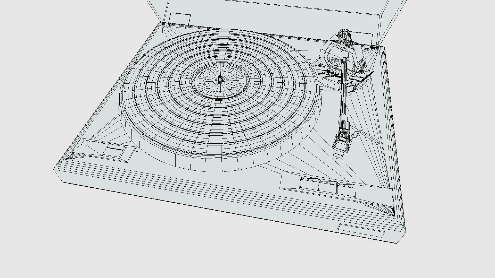 Vintage Record Player Low-poly 3D model_8
