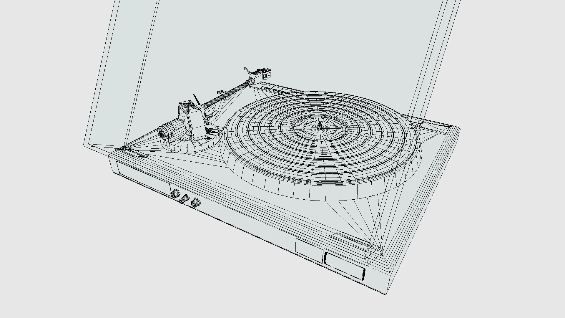 Vintage Record Player Low-poly 3D model_9