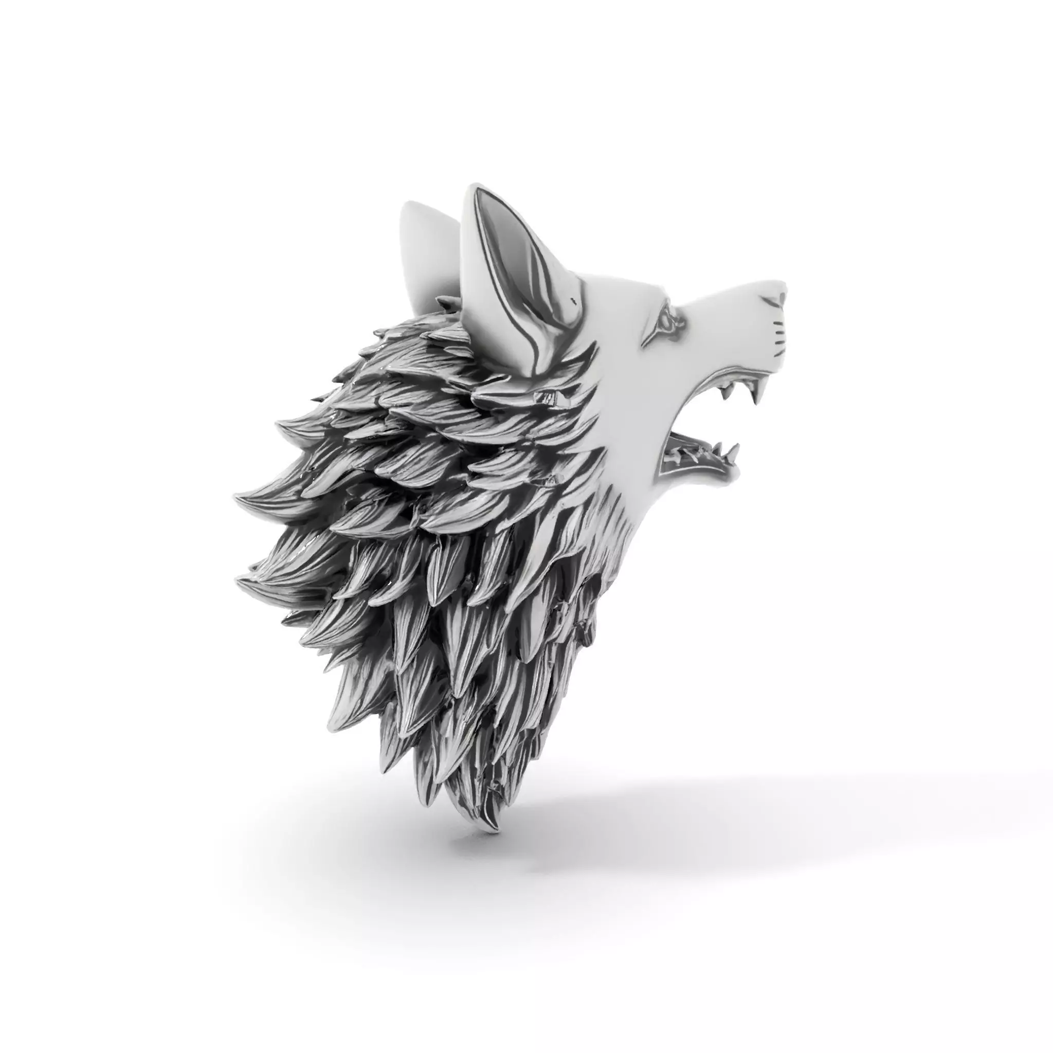 Fierce Silver Wolf Head model pack Low-poly 3D model_10