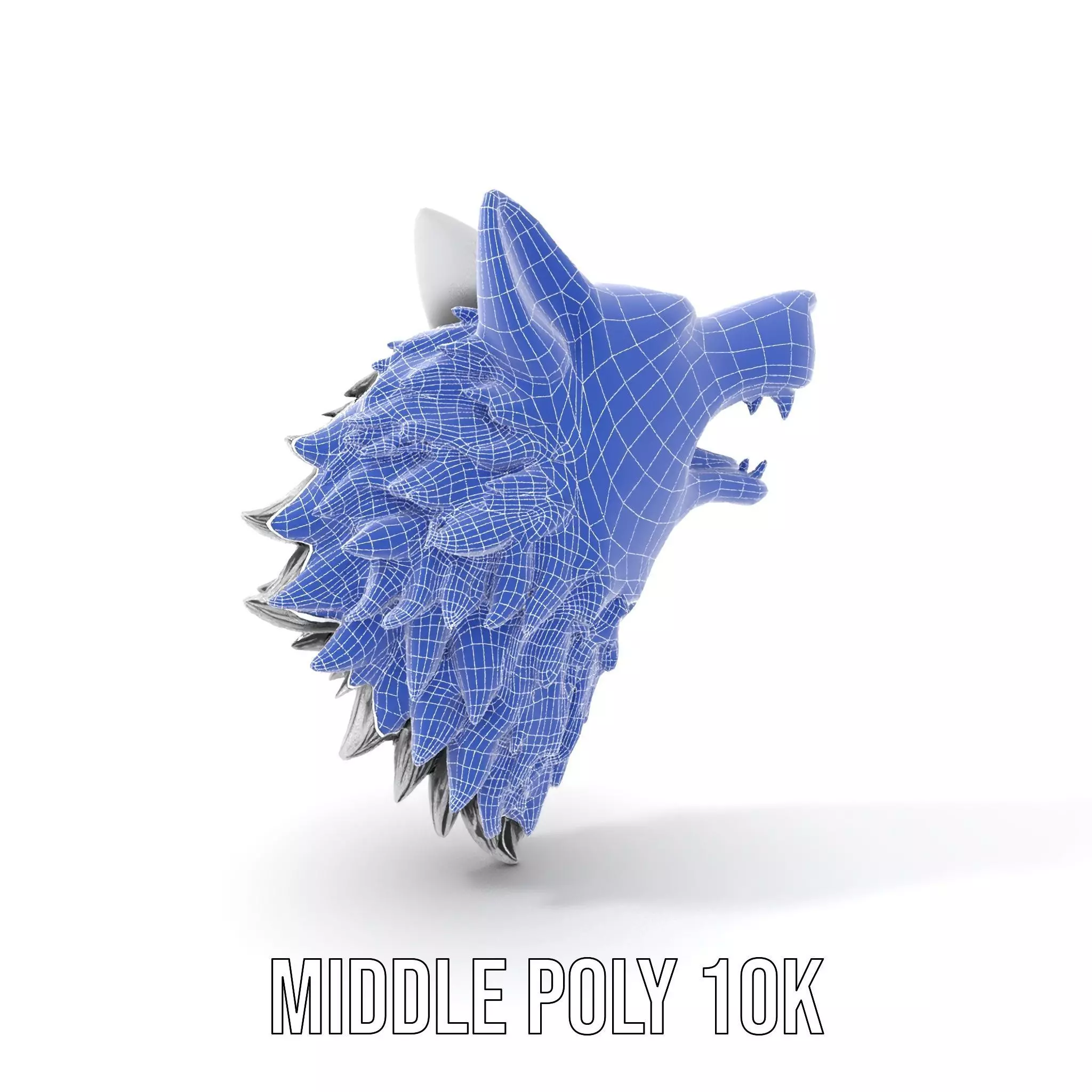 Fierce Silver Wolf Head model pack Low-poly 3D model_15