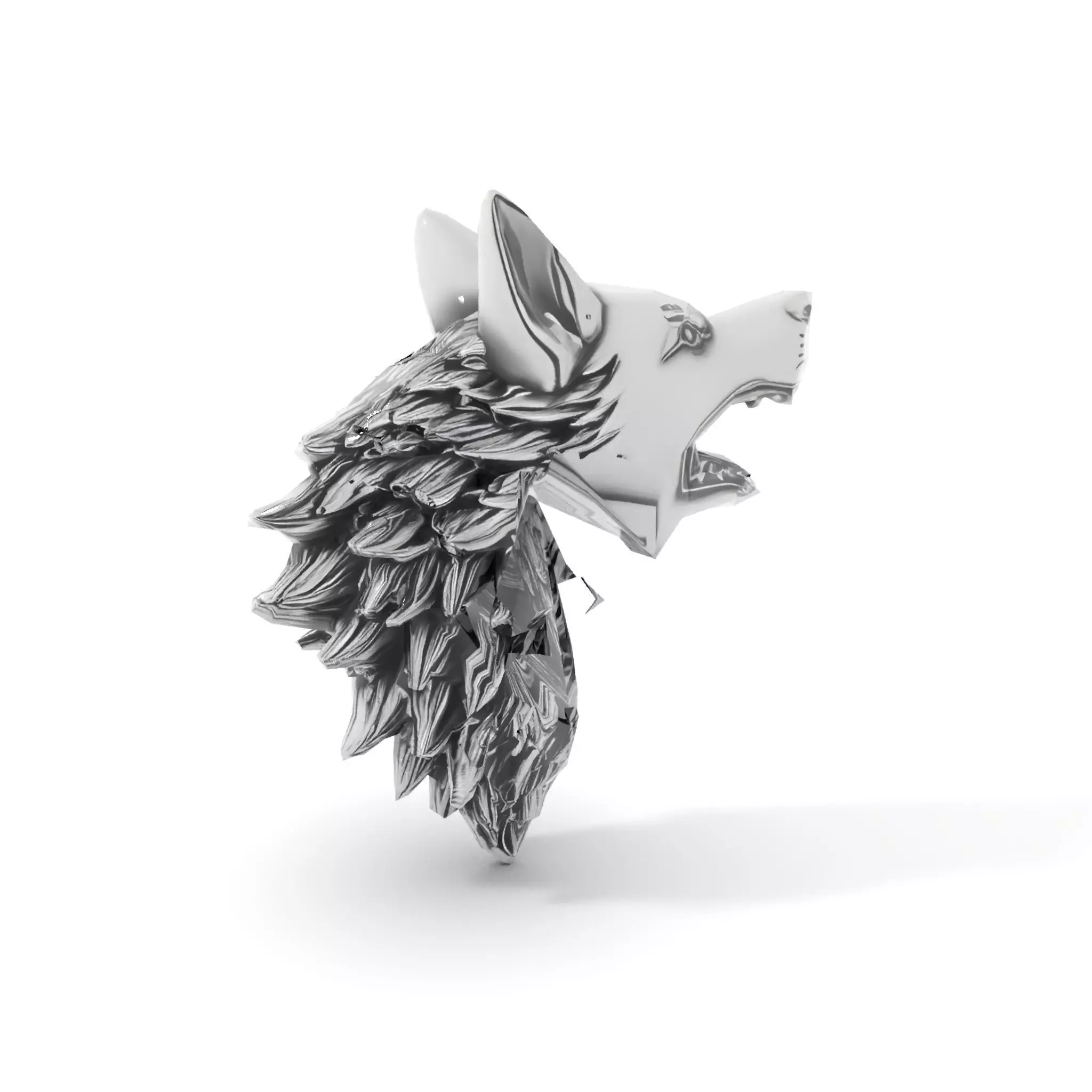 Fierce Silver Wolf Head model pack Low-poly 3D model_19