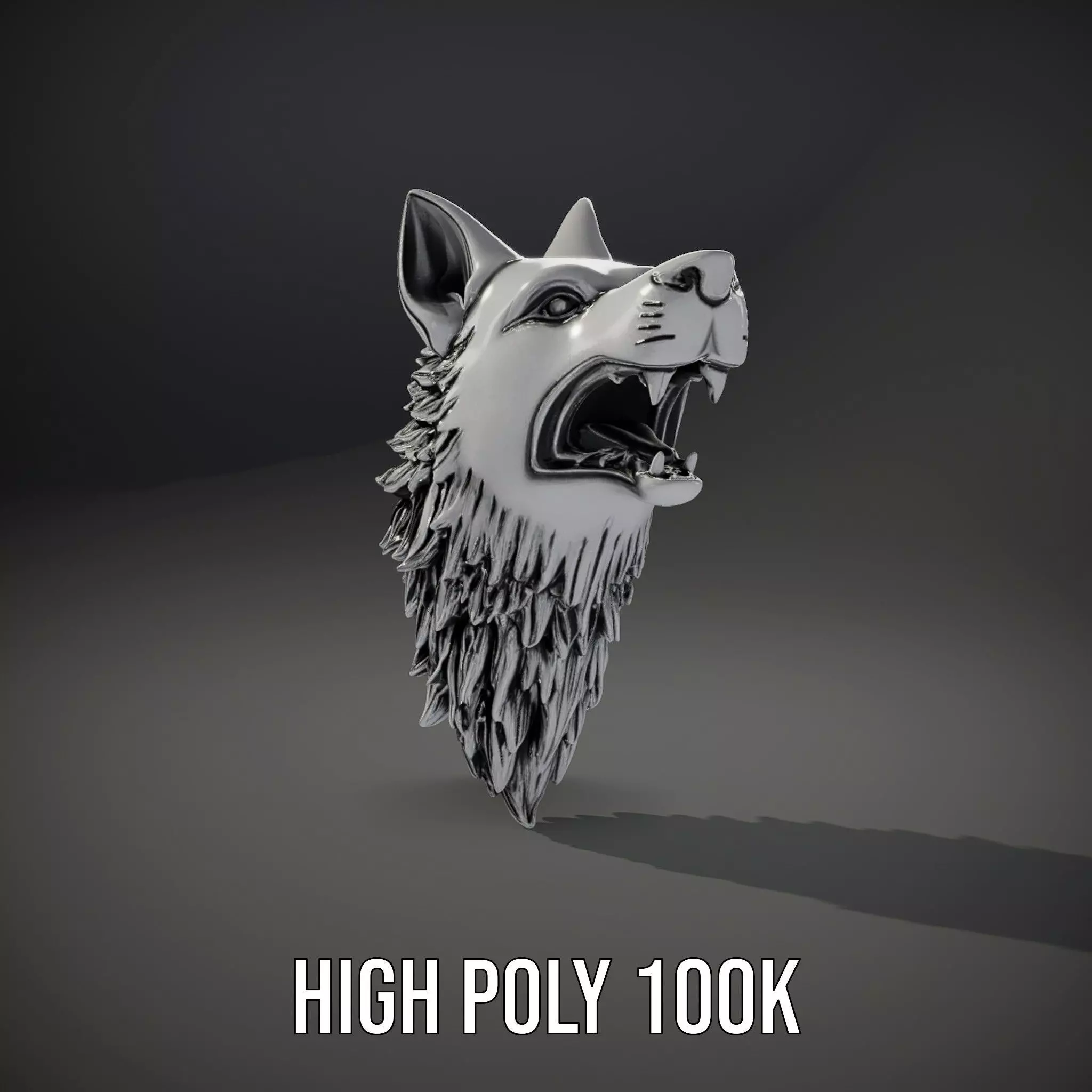 Fierce Silver Wolf Head model pack Low-poly 3D model_9