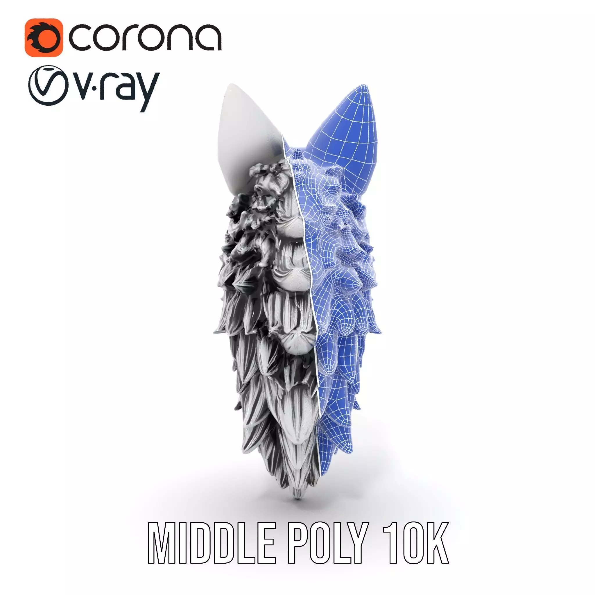 Fierce Silver Wolf Head model pack Low-poly 3D model_27