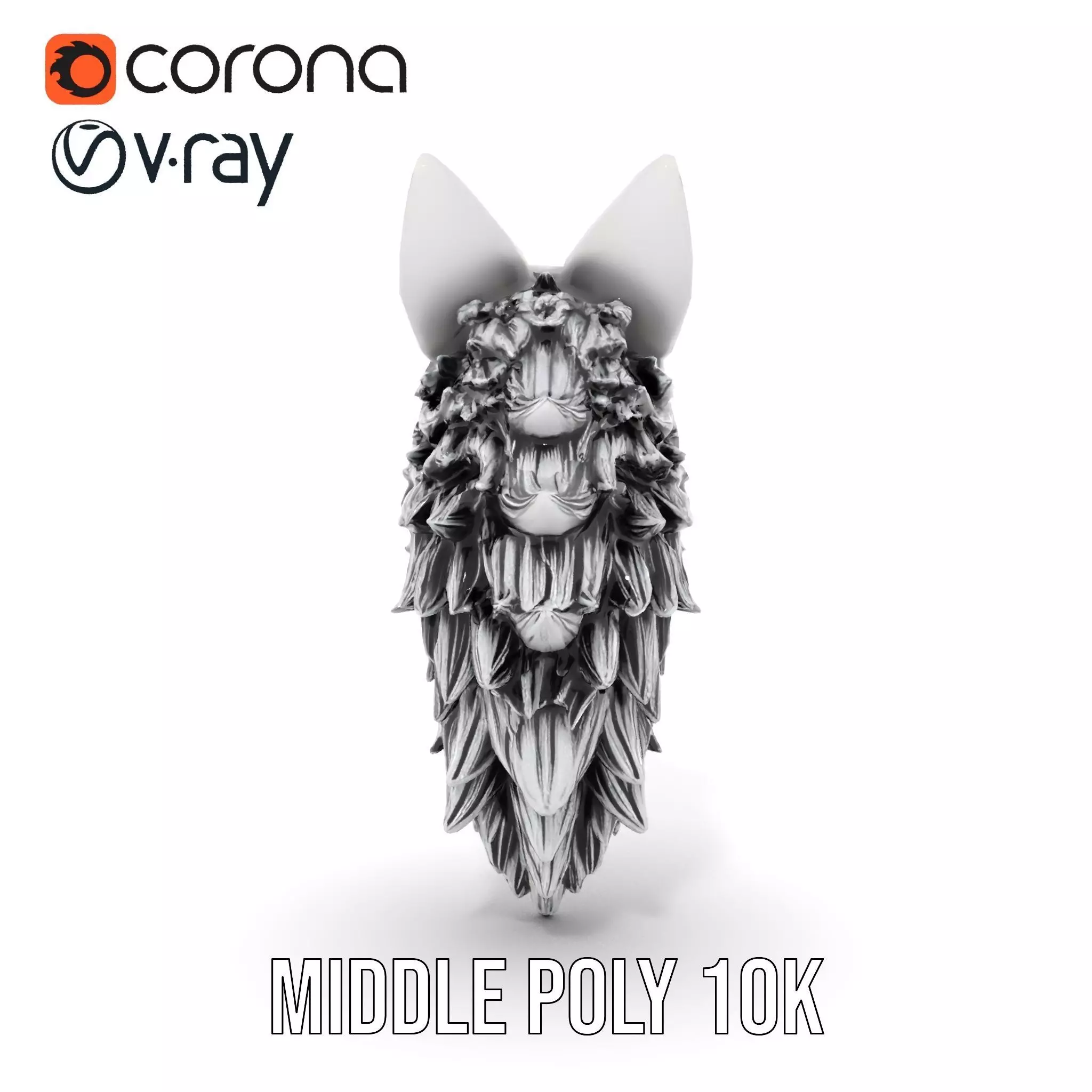 Fierce Silver Wolf Head model pack Low-poly 3D model_21