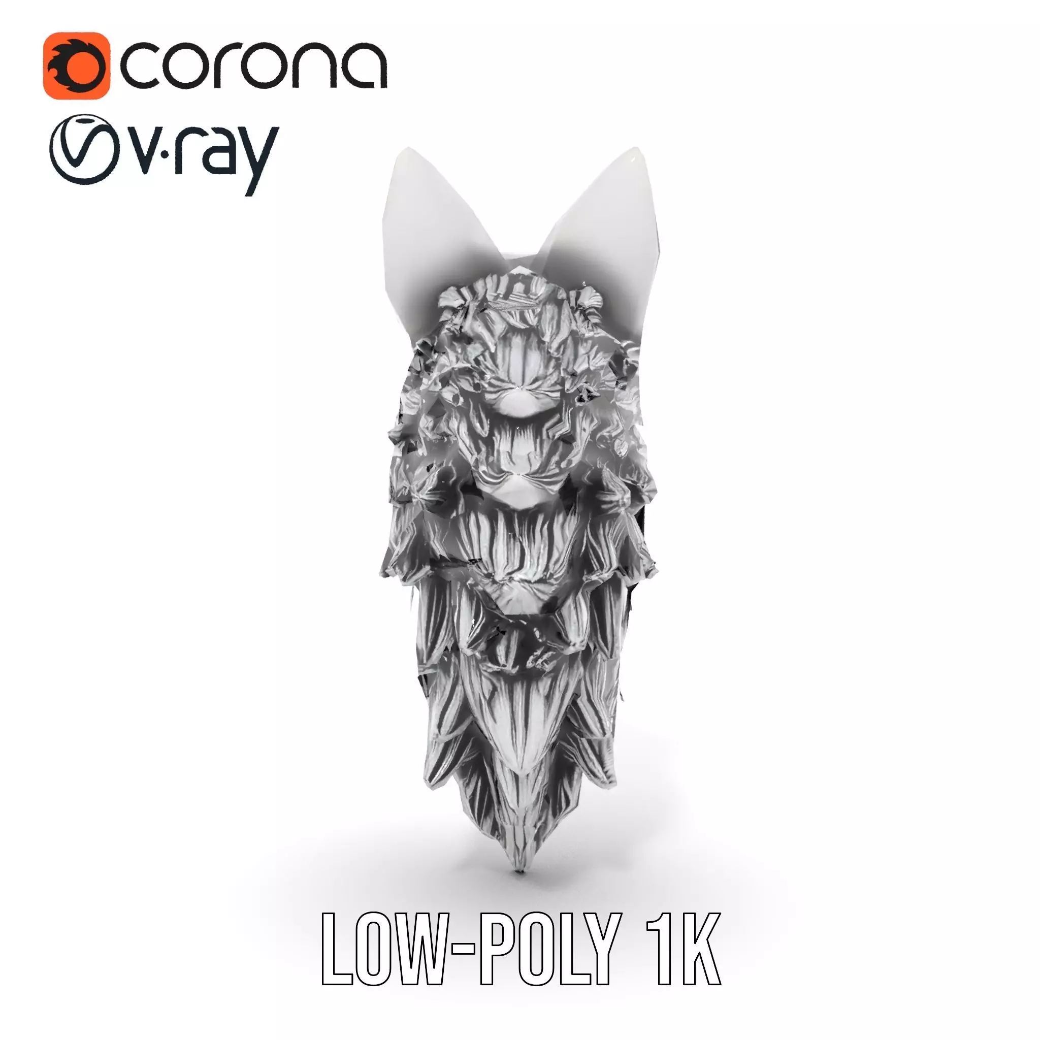 Fierce Silver Wolf Head model pack Low-poly 3D model_7