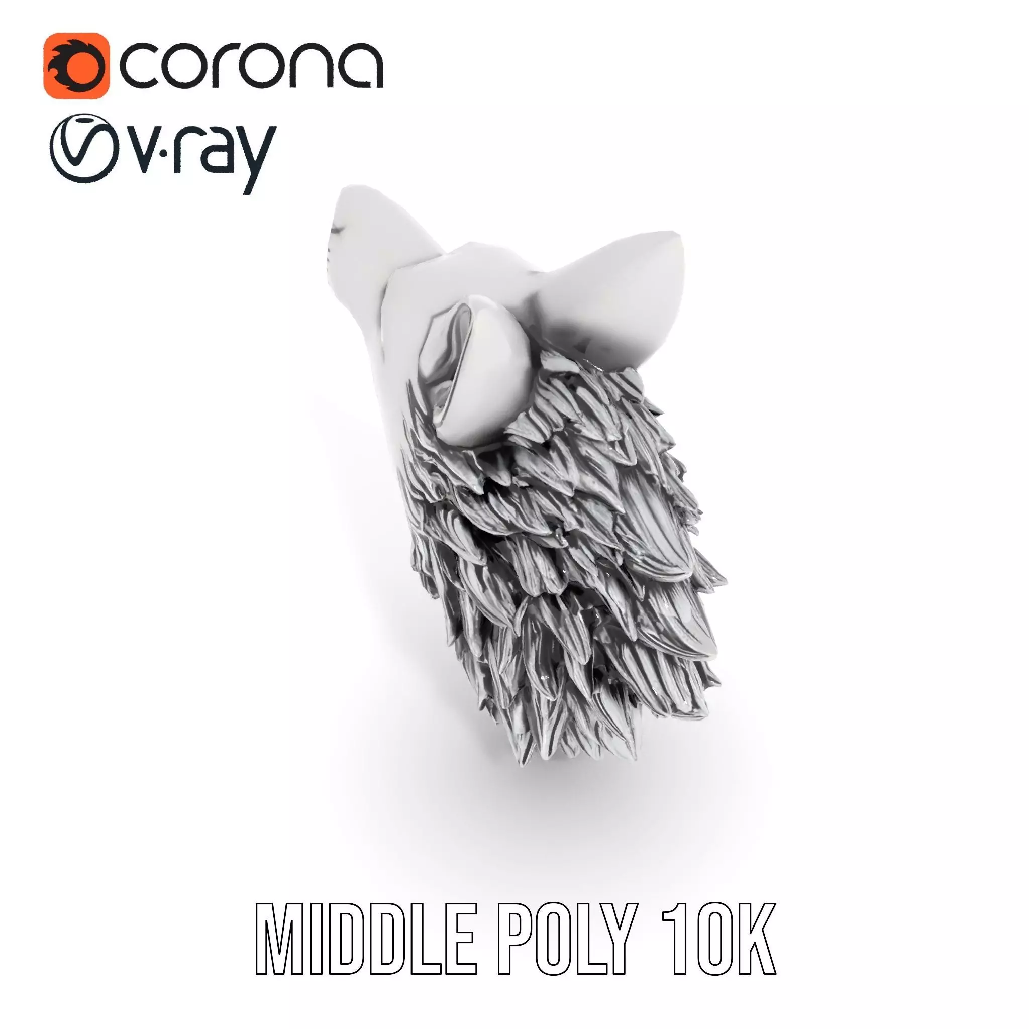 Fierce Silver Wolf Head model pack Low-poly 3D model_18