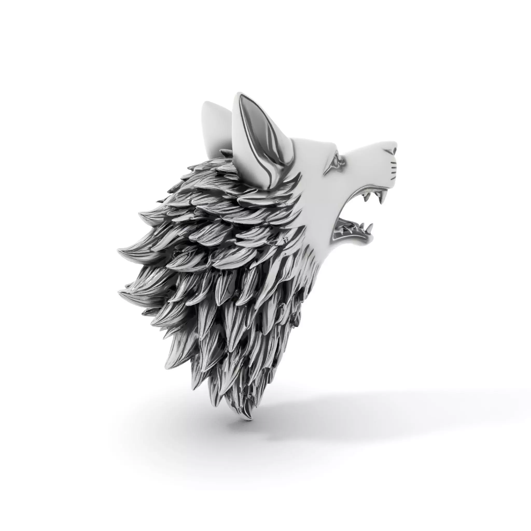 Fierce Silver Wolf Head model pack Low-poly 3D model_0