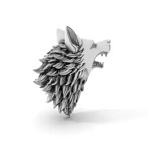 Fierce Silver Wolf Head model pack