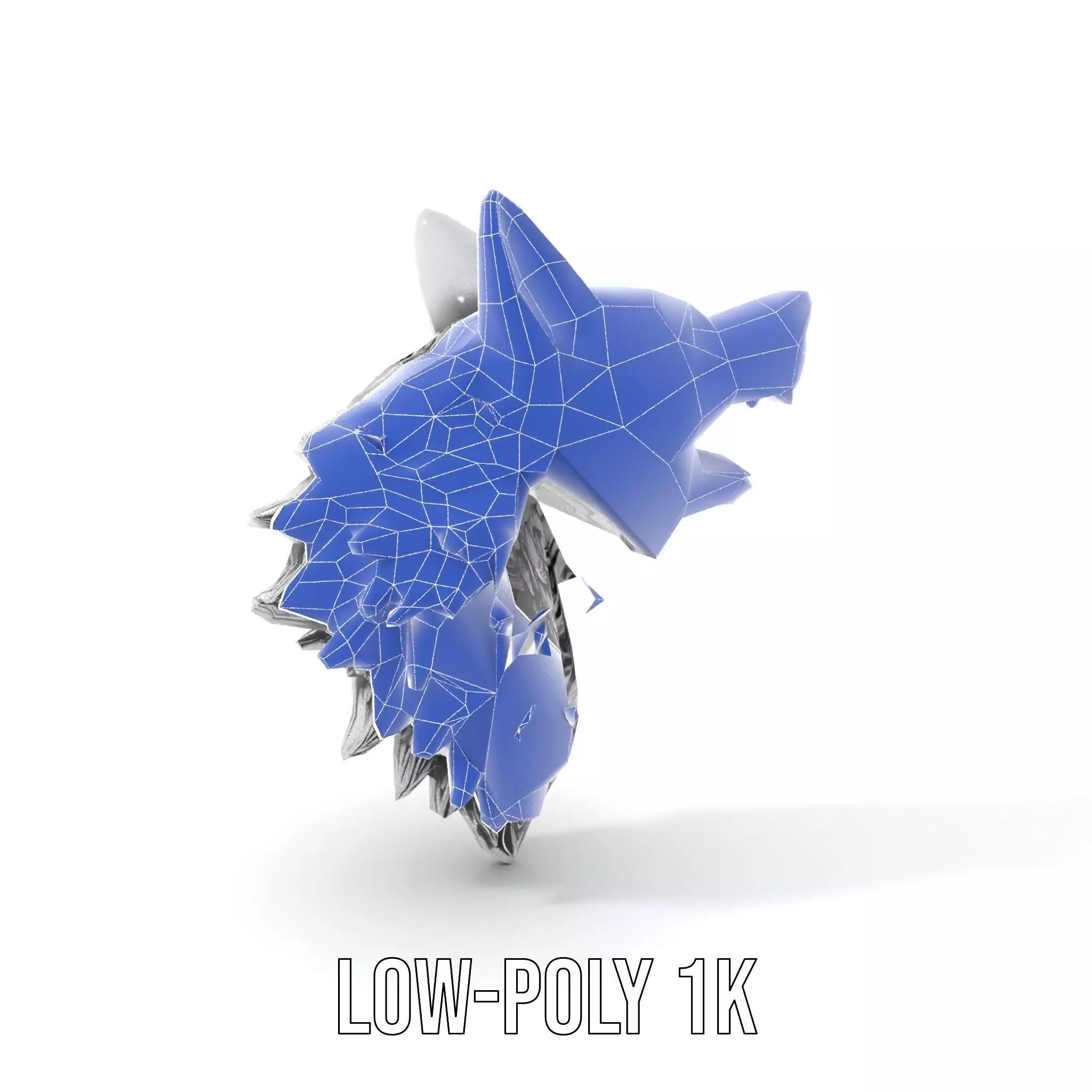 Fierce Silver Wolf Head model pack Low-poly 3D model_28