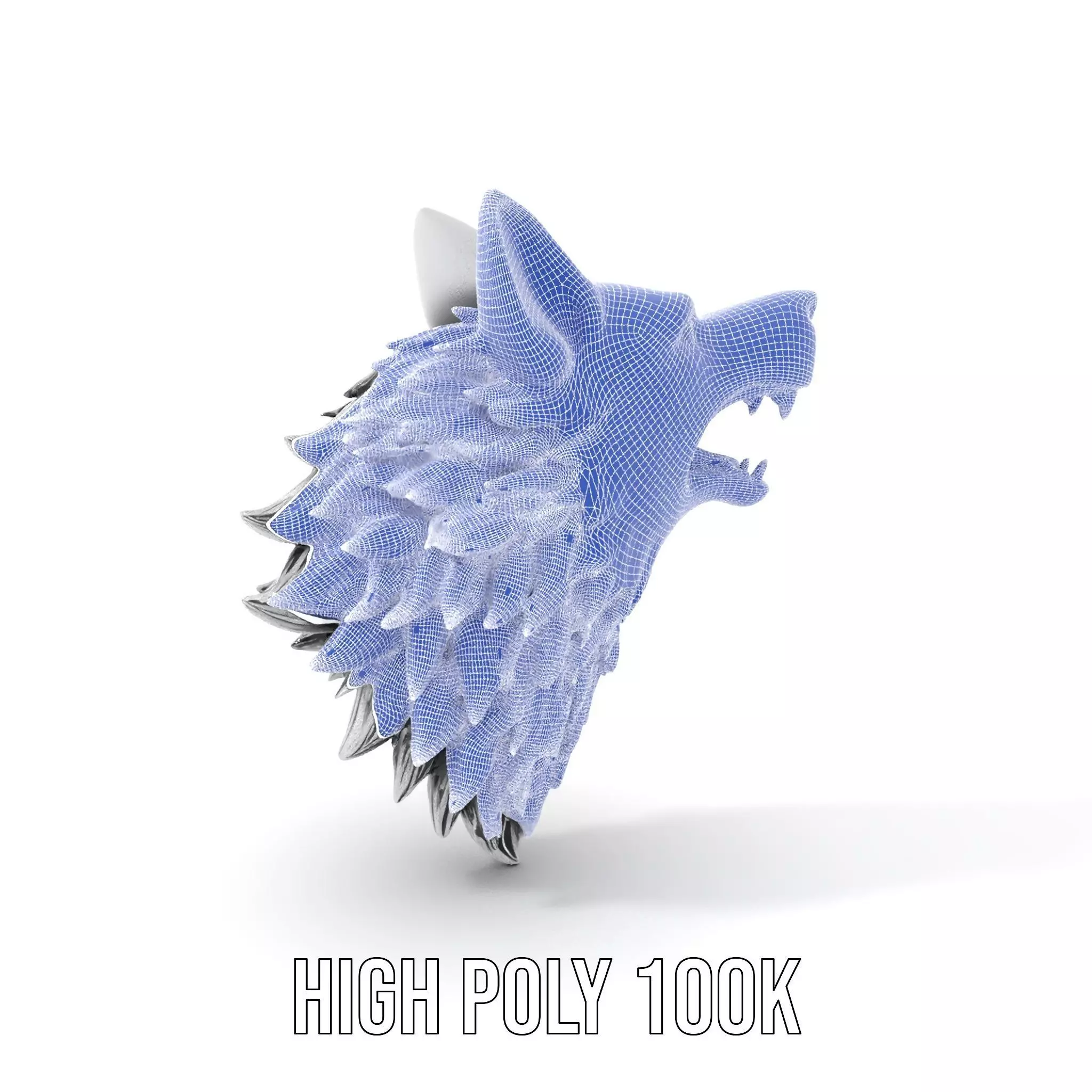 Fierce Silver Wolf Head model pack Low-poly 3D model_4
