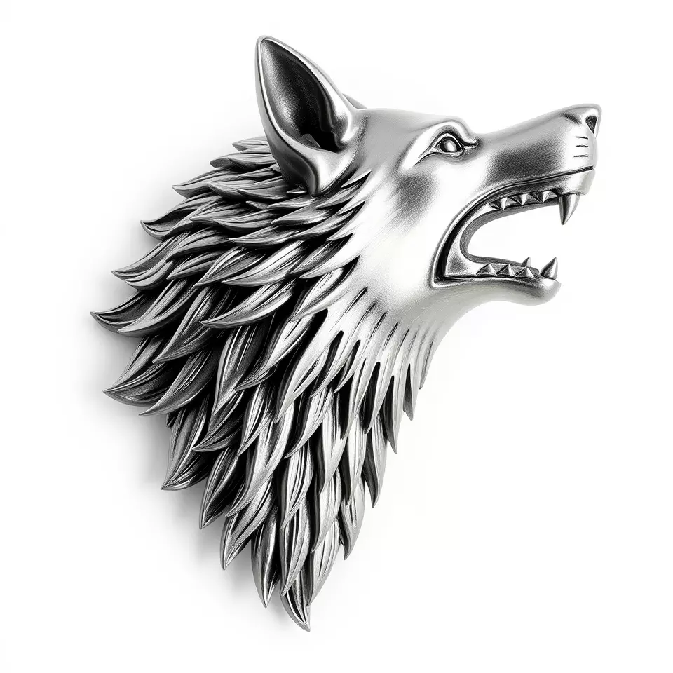 Fierce Silver Wolf Head model pack Low-poly 3D model_2