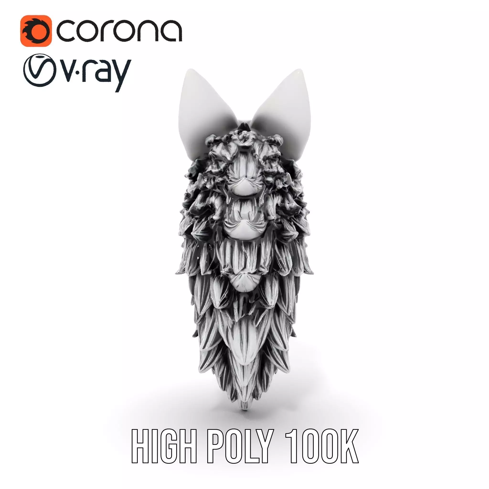 Fierce Silver Wolf Head model pack Low-poly 3D model_23
