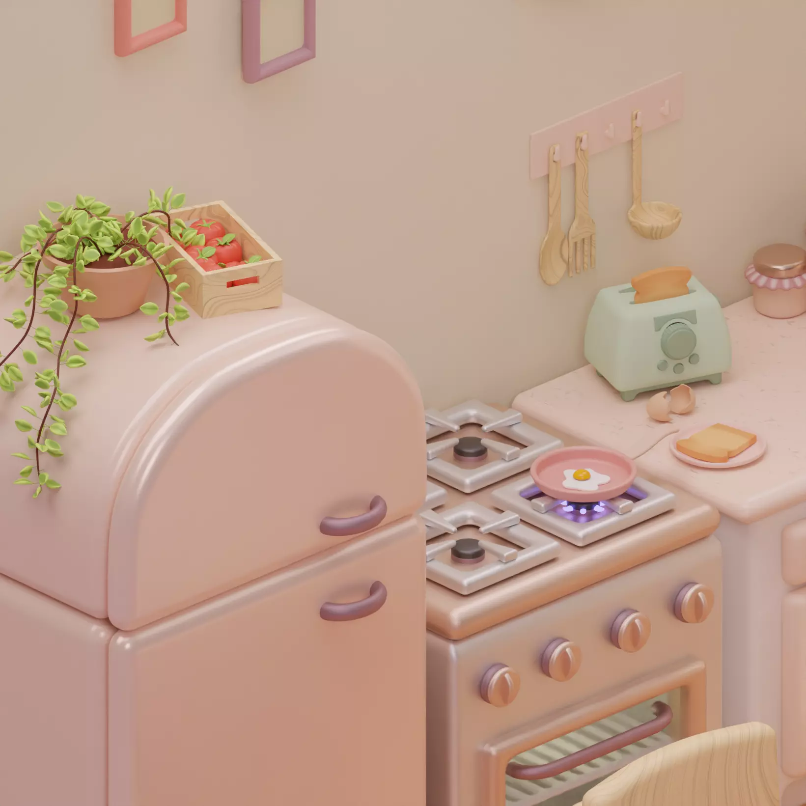 Cozy Isometric Kitchen 3D Model Low-poly 3D model_7