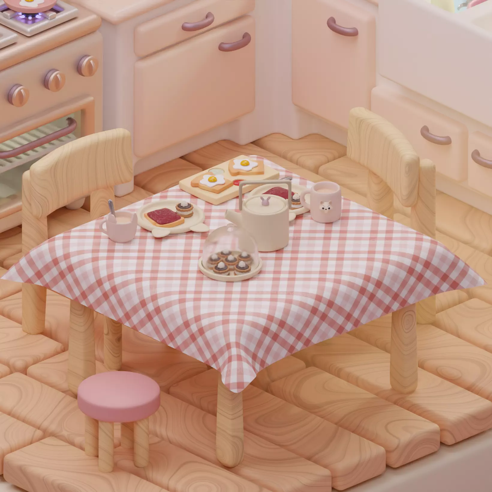 Cozy Isometric Kitchen 3D Model Low-poly 3D model_3