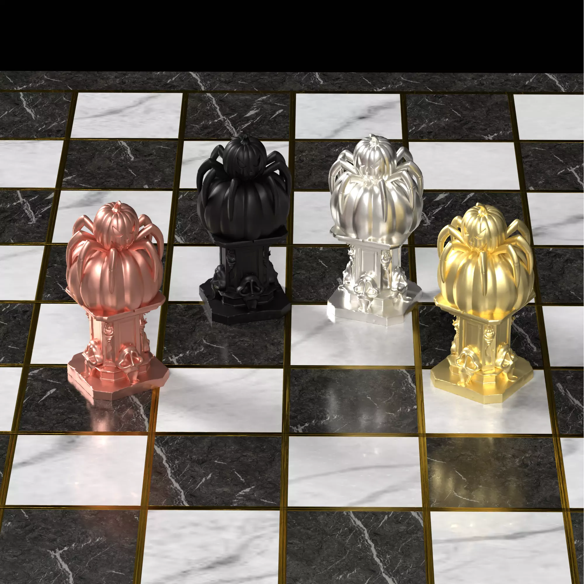 Spooky Halloween Chess Set Pumpkin Ghost Pieces 3D print model_15