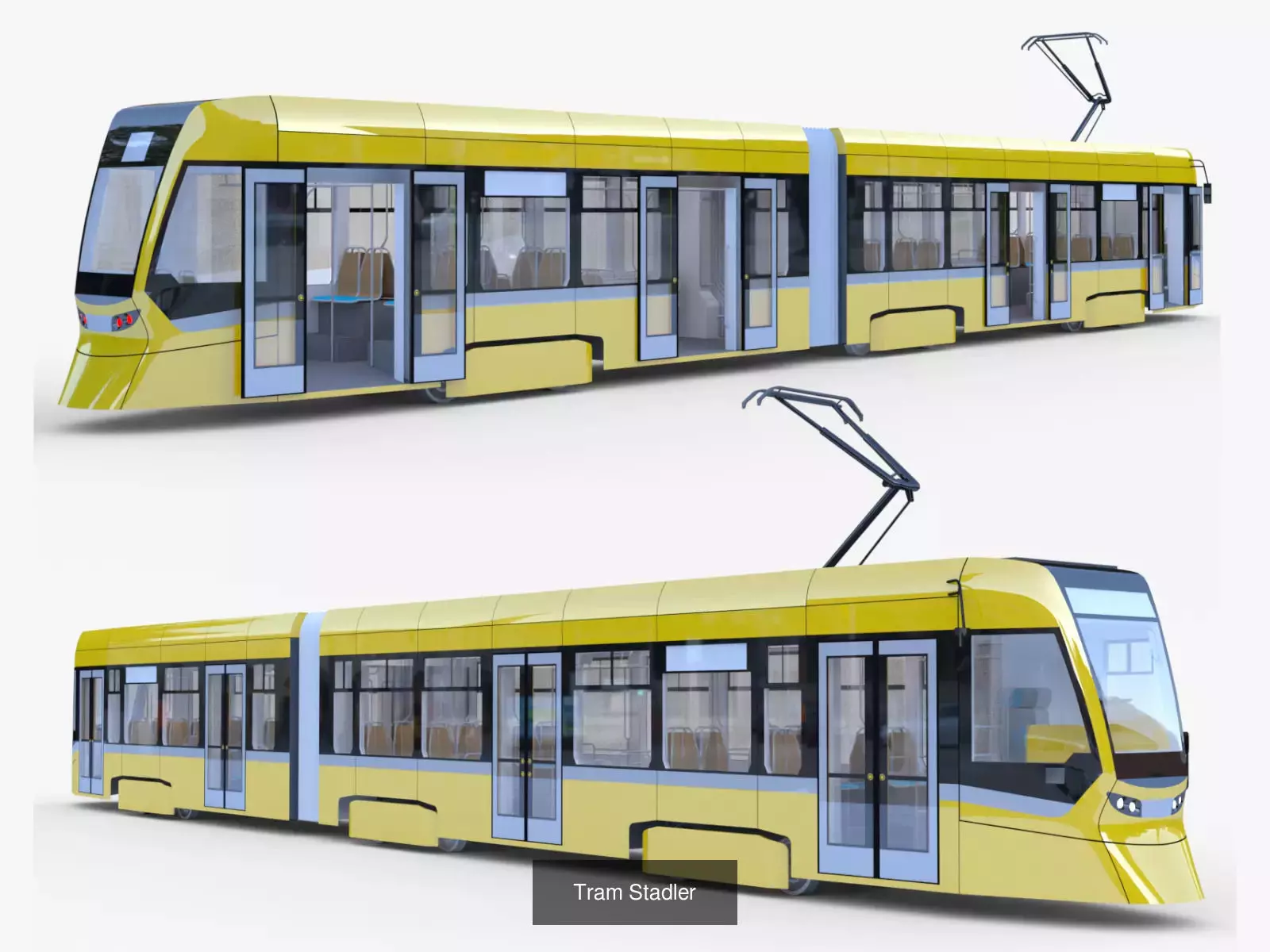 Solaris Urbino and Stadler tram 3D Model Collection_5