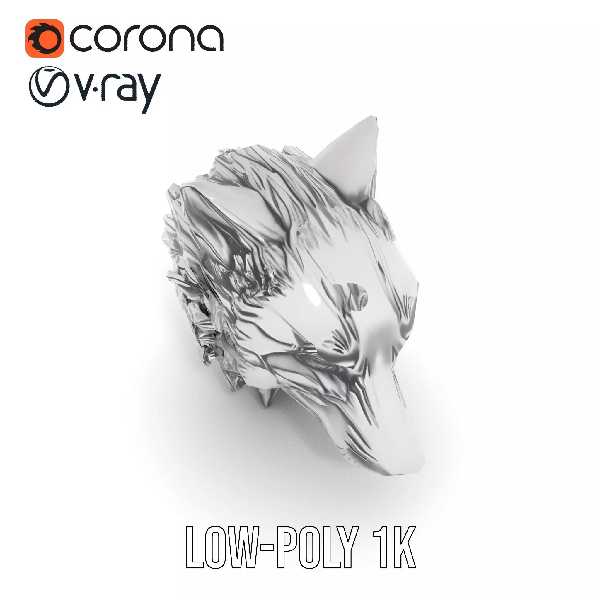Silver Wolf Head model pack Low-poly 3D model_28