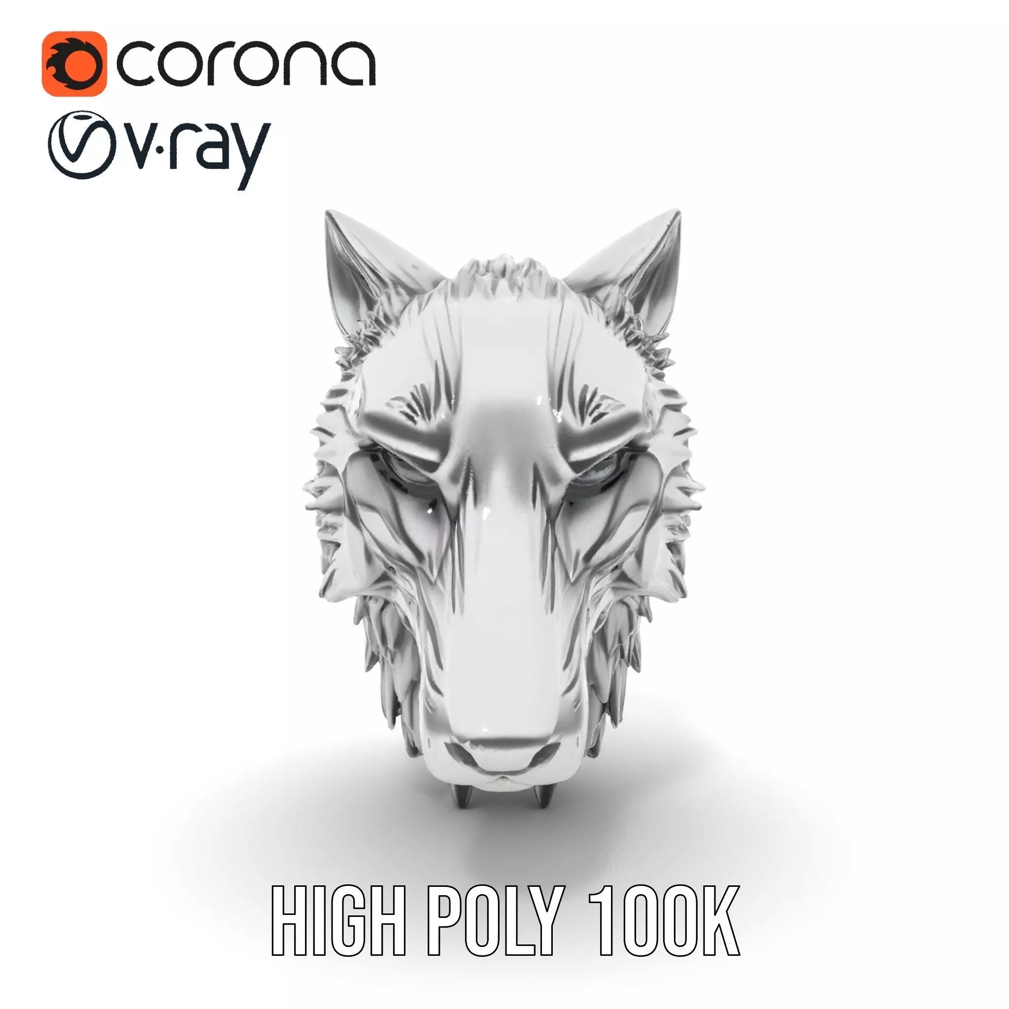 Silver Wolf Head model pack Low-poly 3D model_11