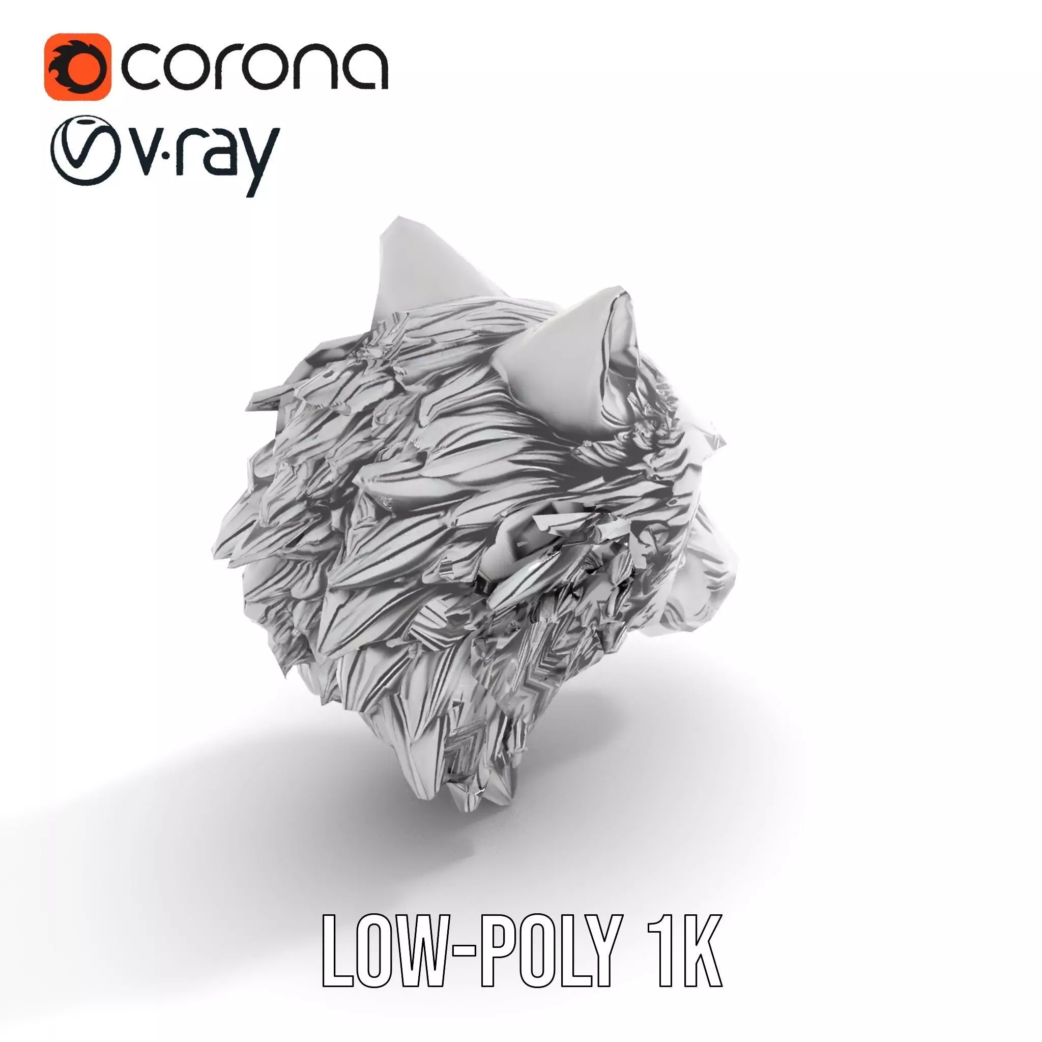 Silver Wolf Head model pack Low-poly 3D model_7