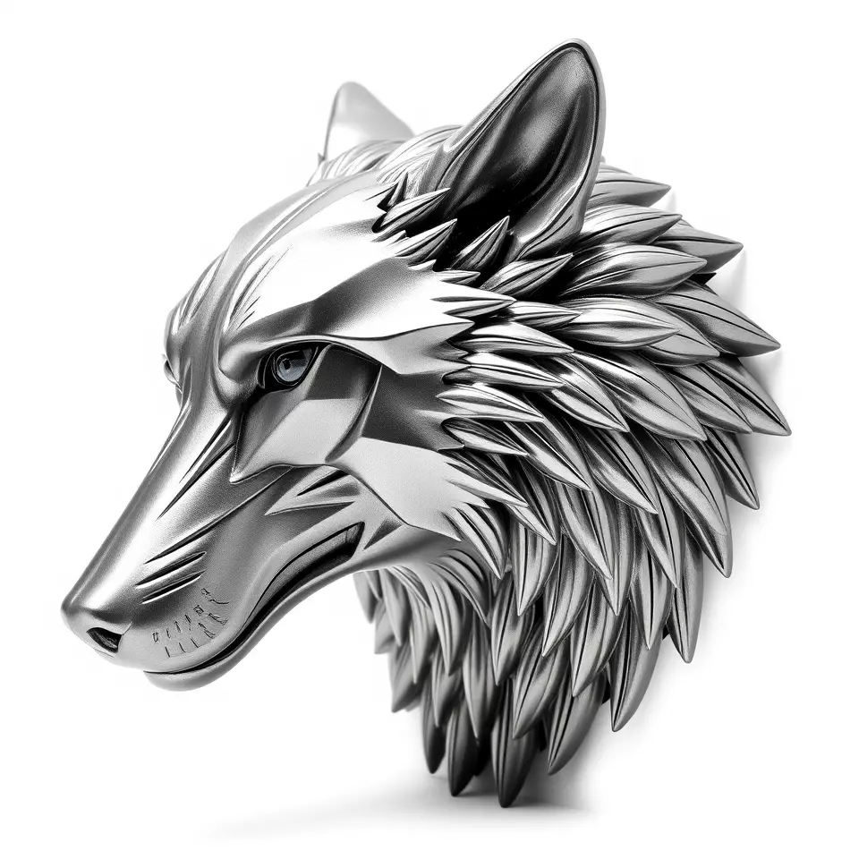Silver Wolf Head model pack Low-poly 3D model_2