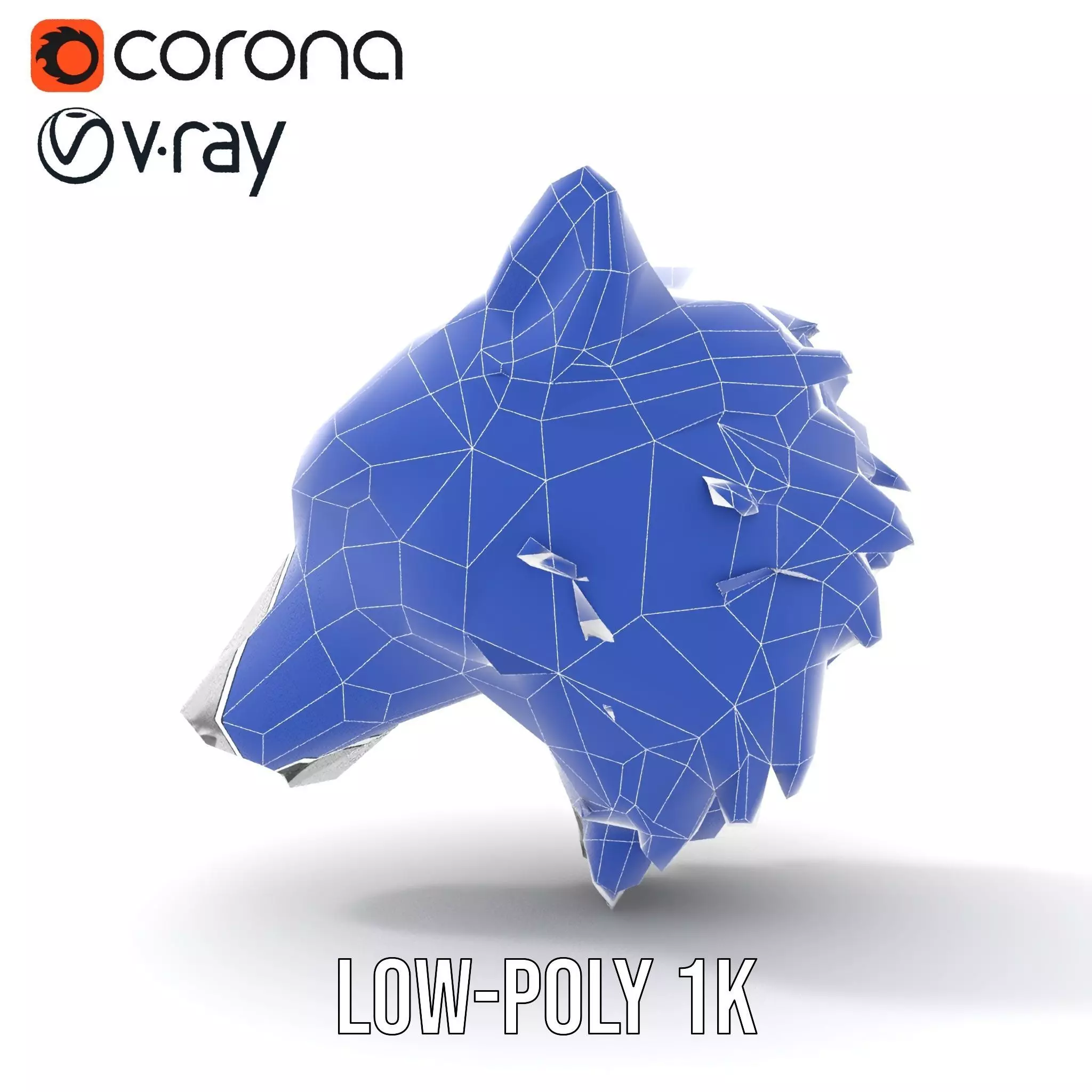 Silver Wolf Head model pack Low-poly 3D model_30