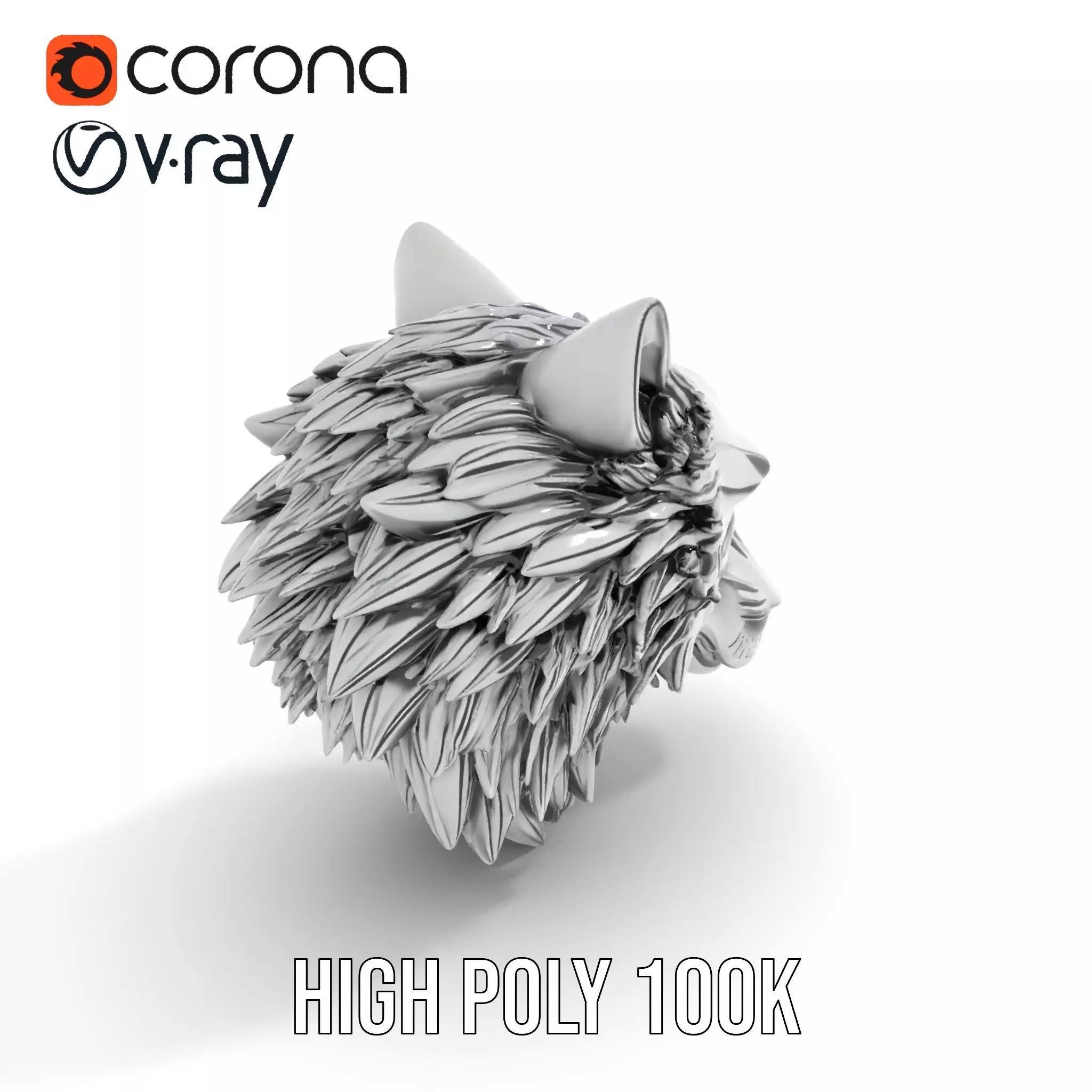 Silver Wolf Head model pack Low-poly 3D model_5