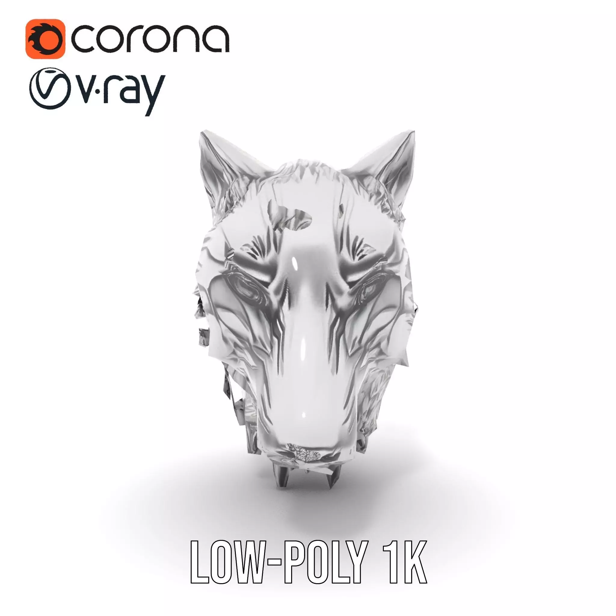 Silver Wolf Head model pack Low-poly 3D model_9