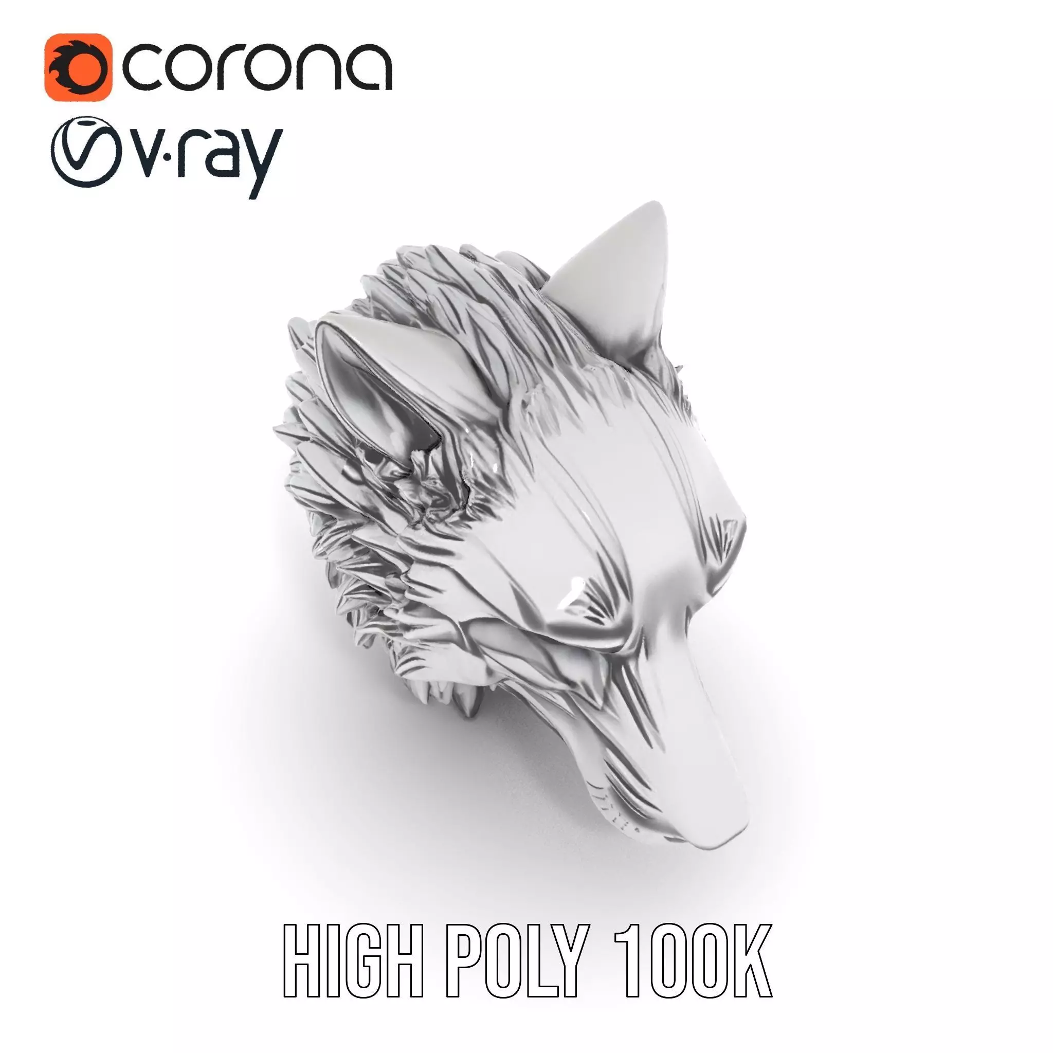 Silver Wolf Head model pack Low-poly 3D model_18