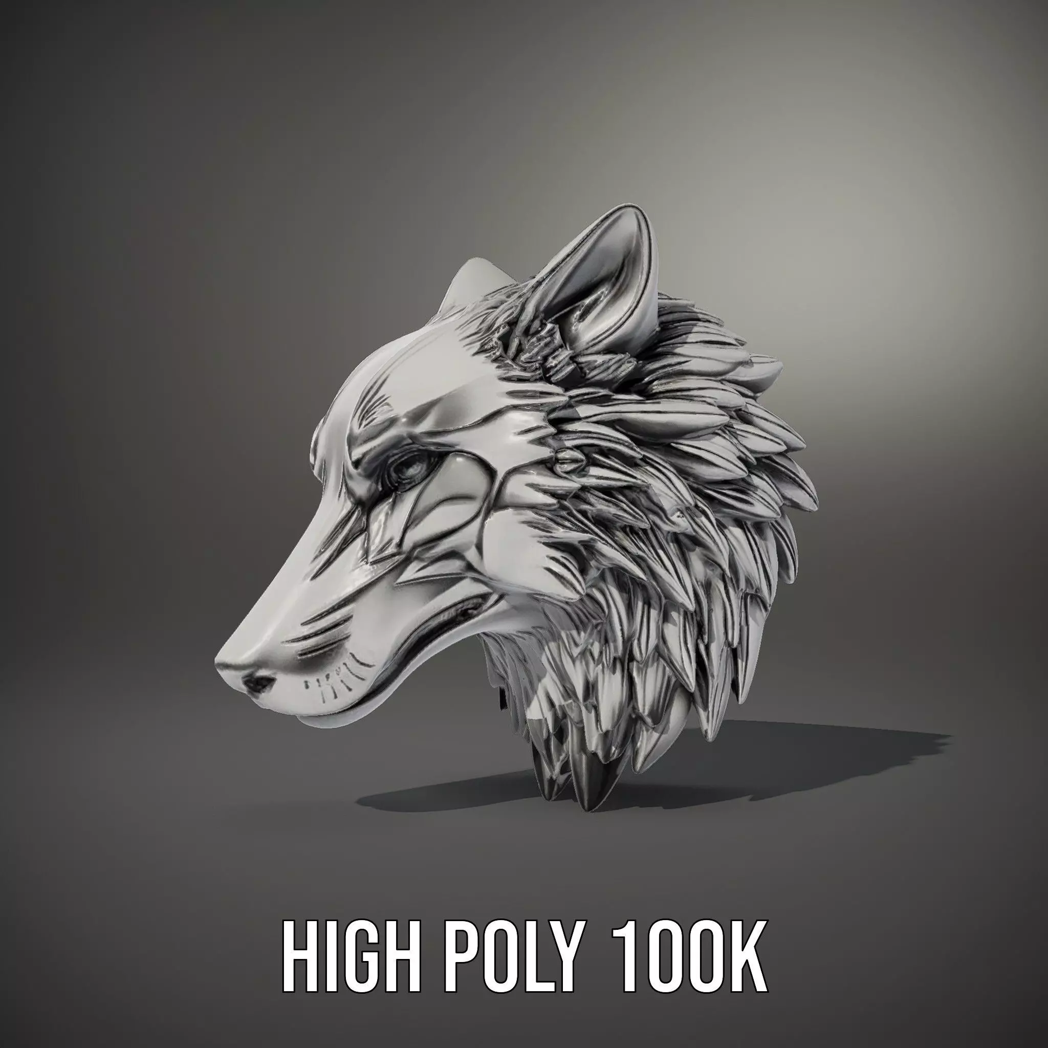 Silver Wolf Head model pack Low-poly 3D model_8