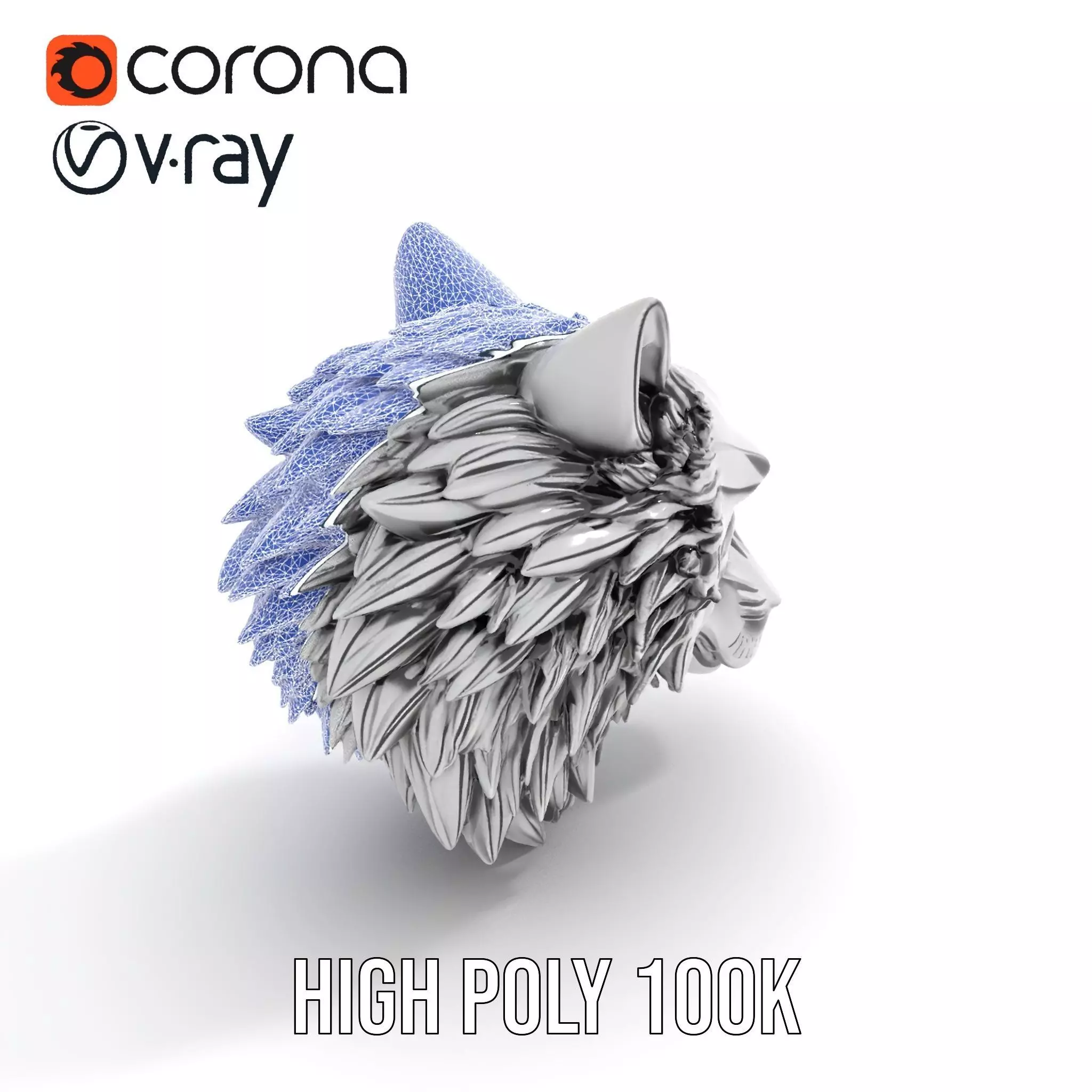 Silver Wolf Head model pack Low-poly 3D model_24
