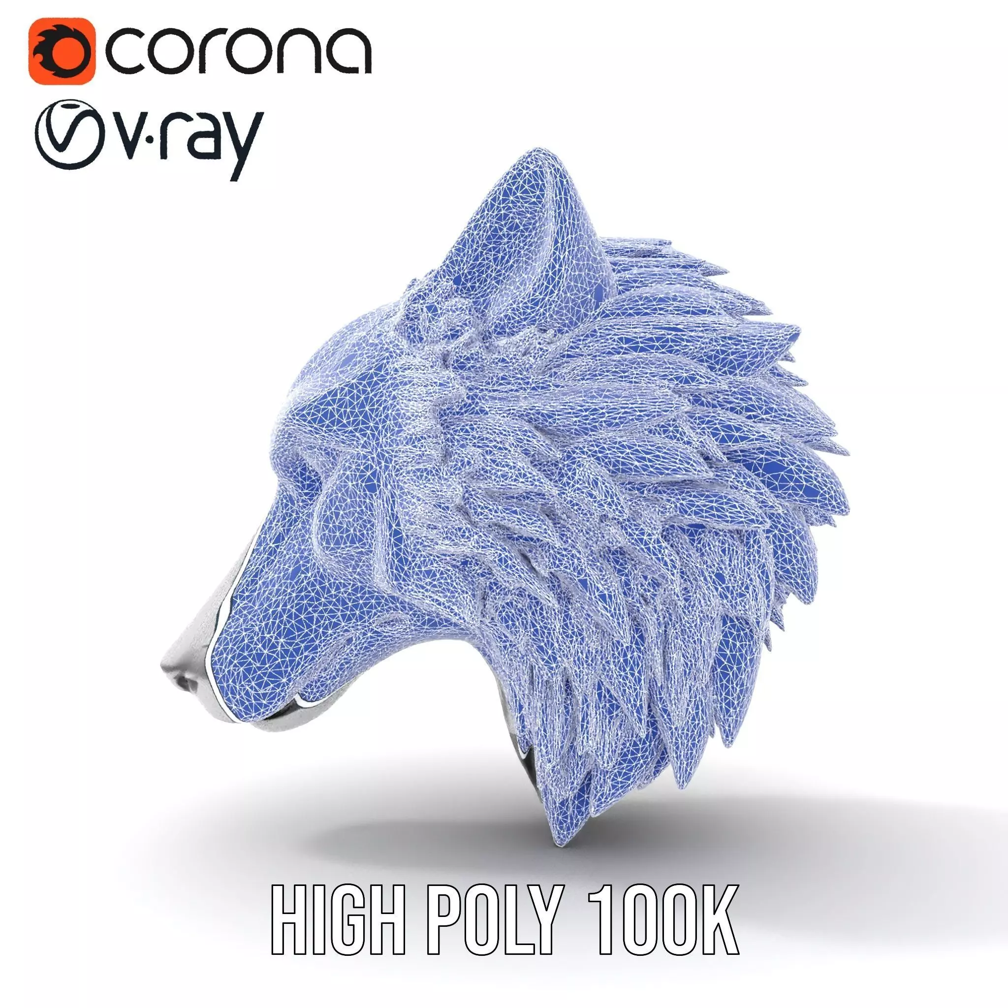 Silver Wolf Head model pack Low-poly 3D model_27