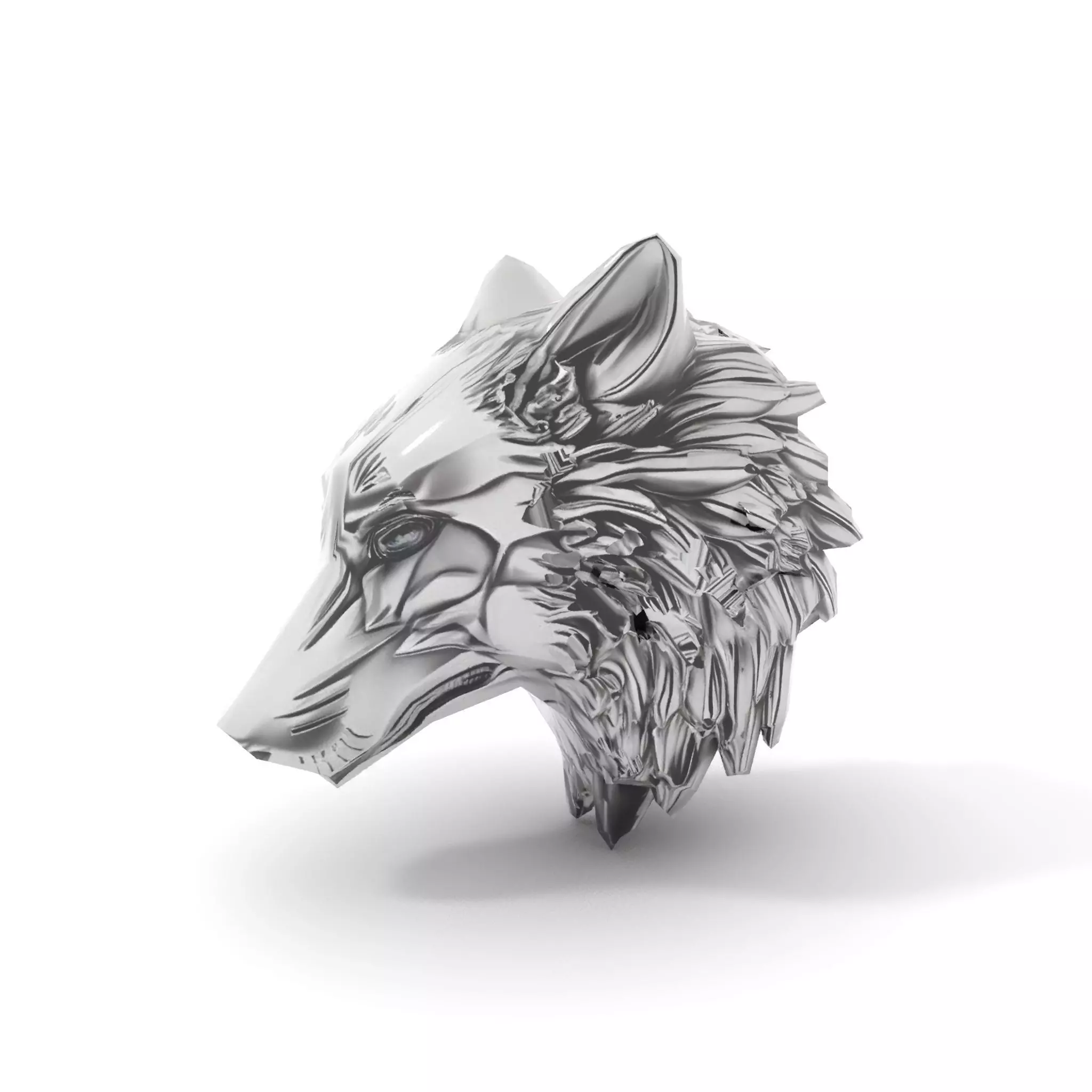 Silver Wolf Head model pack Low-poly 3D model_12