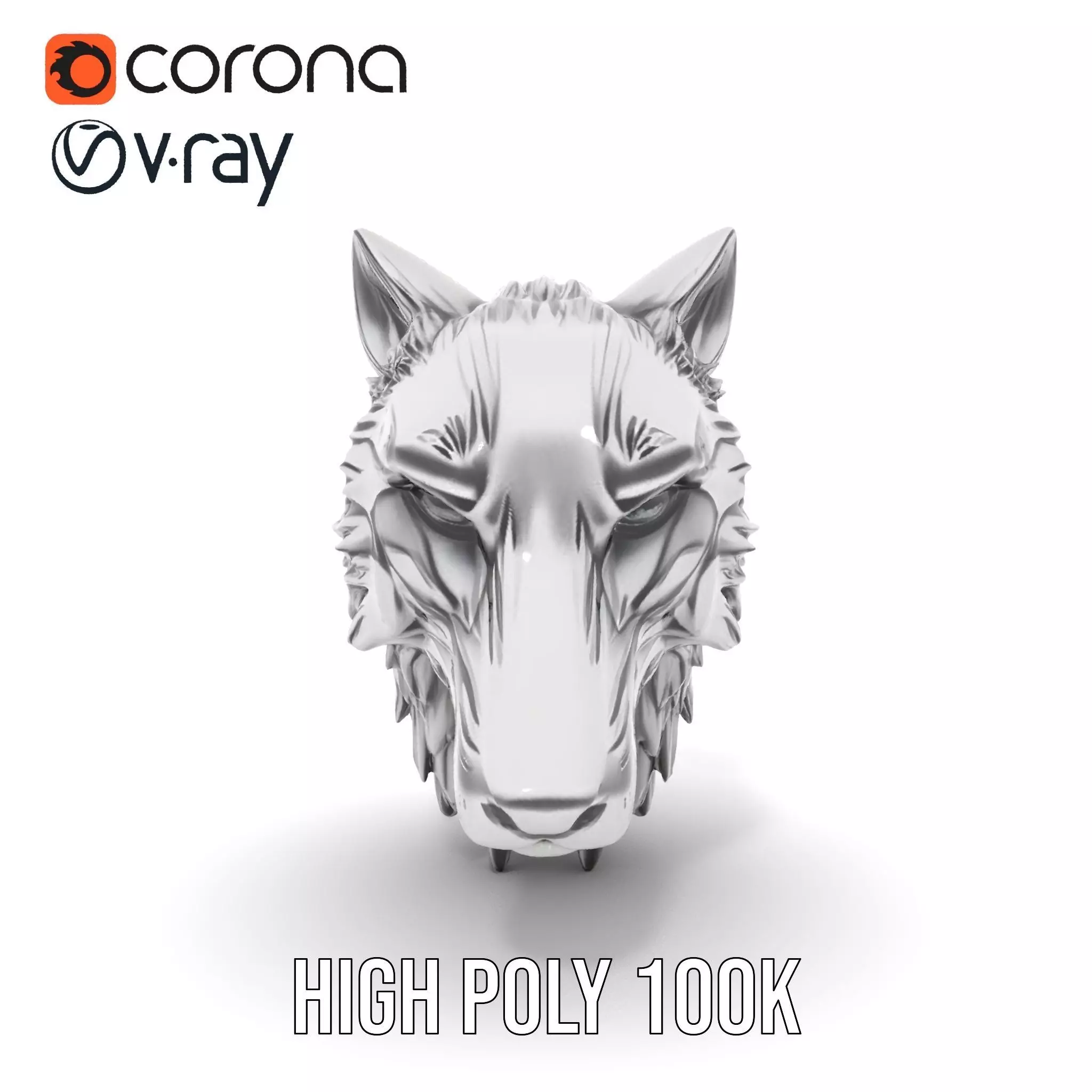 Silver Wolf Head model pack Low-poly 3D model_31