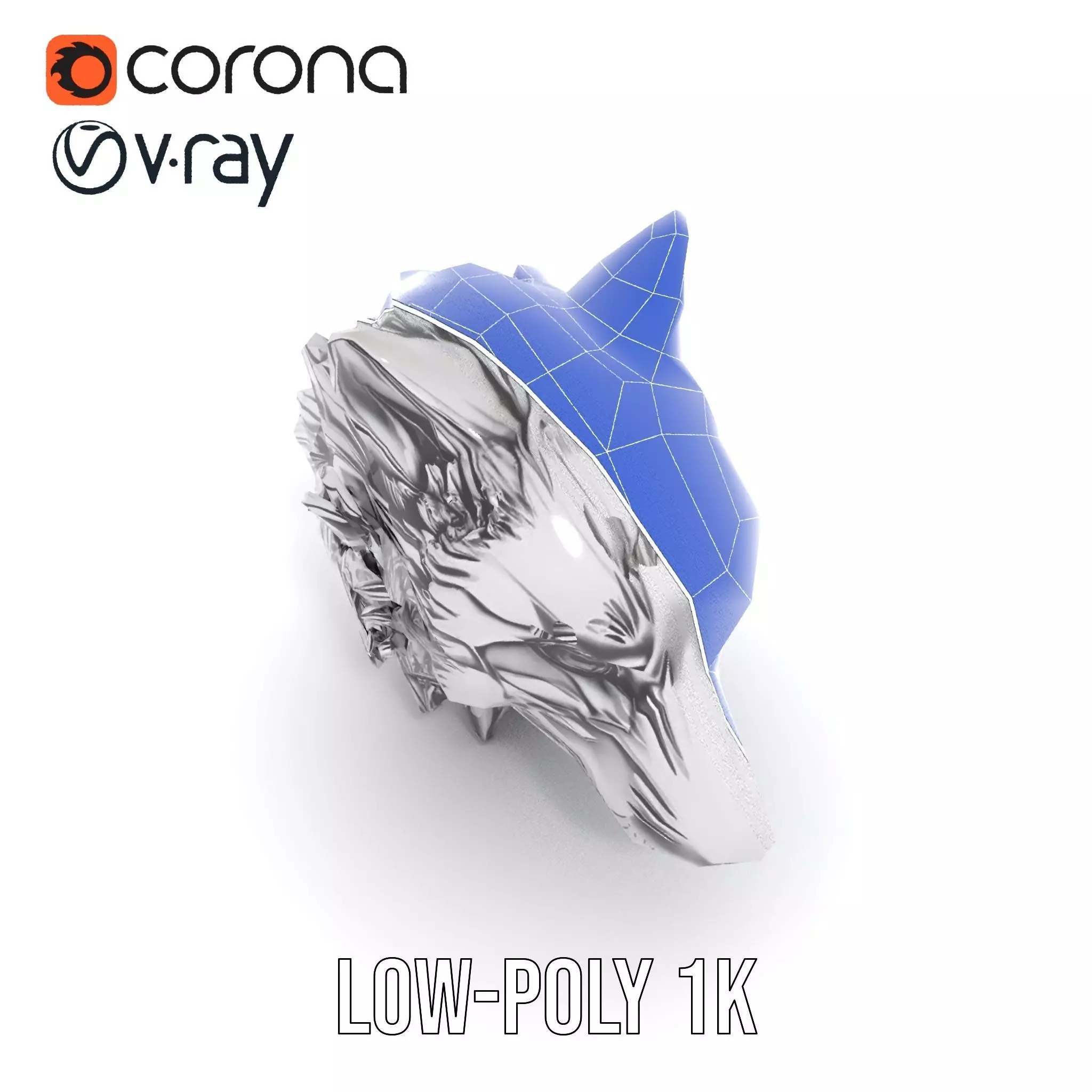 Silver Wolf Head model pack Low-poly 3D model_17