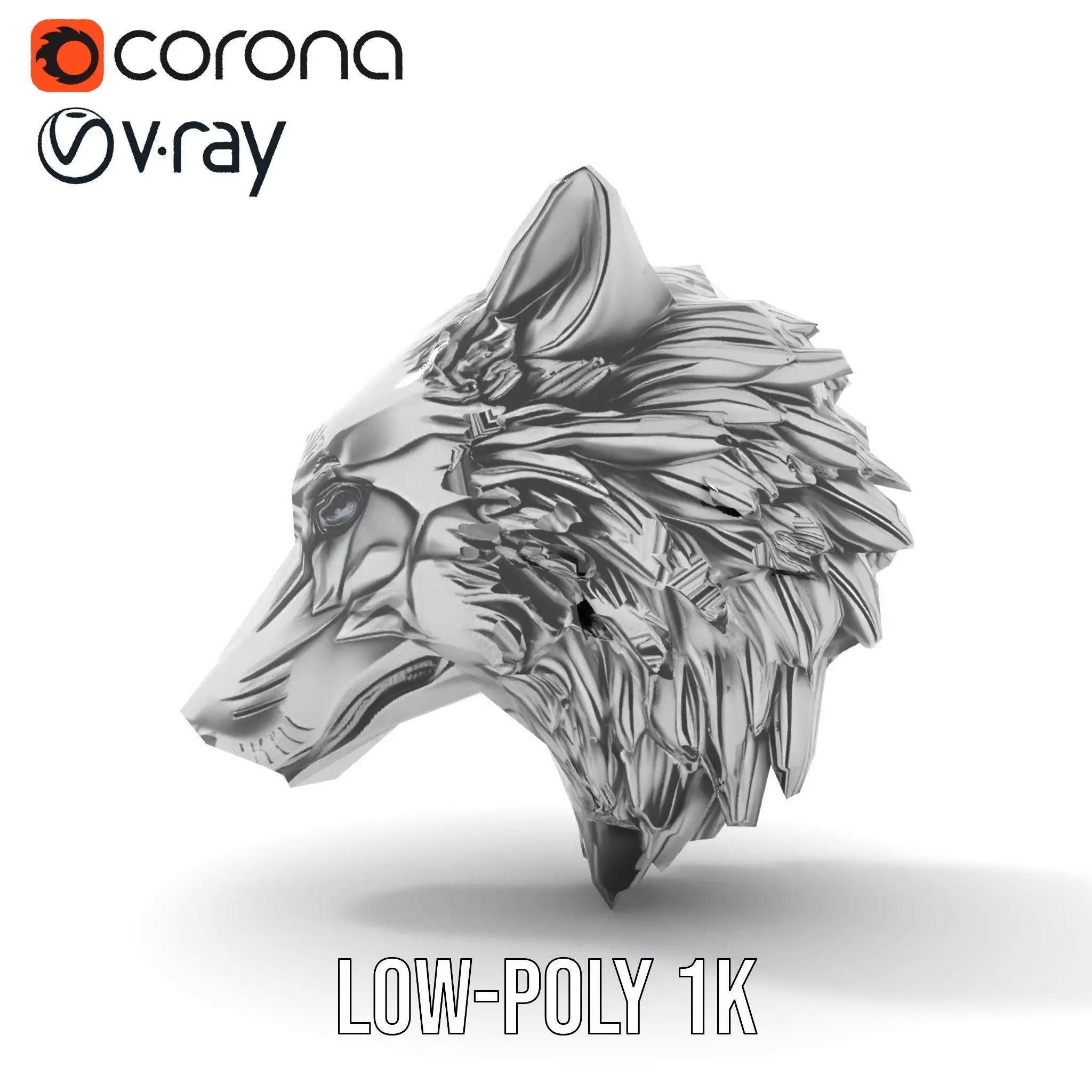 Silver Wolf Head model pack Low-poly 3D model_23