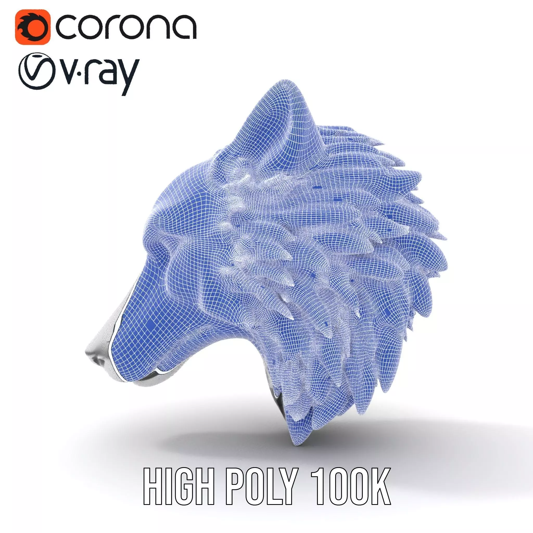 Silver Wolf Head model pack Low-poly 3D model_26