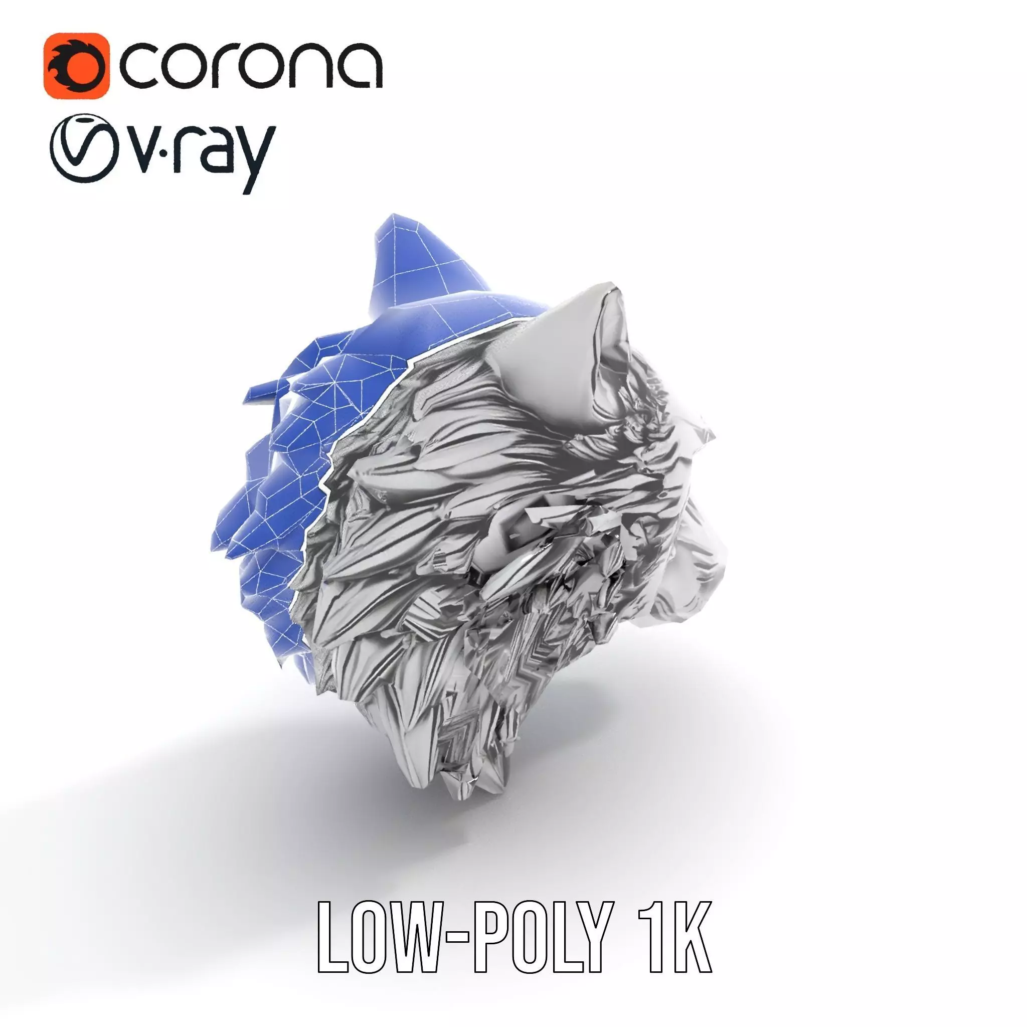 Silver Wolf Head model pack Low-poly 3D model_25