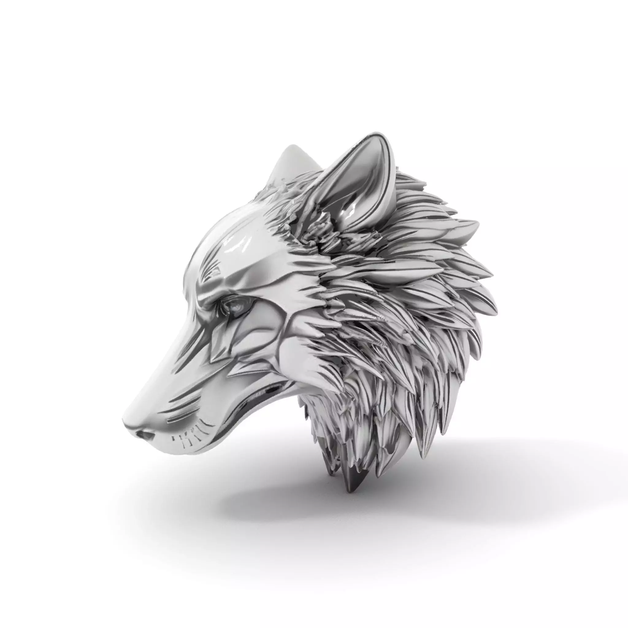 Silver Wolf Head model pack Low-poly 3D model_6