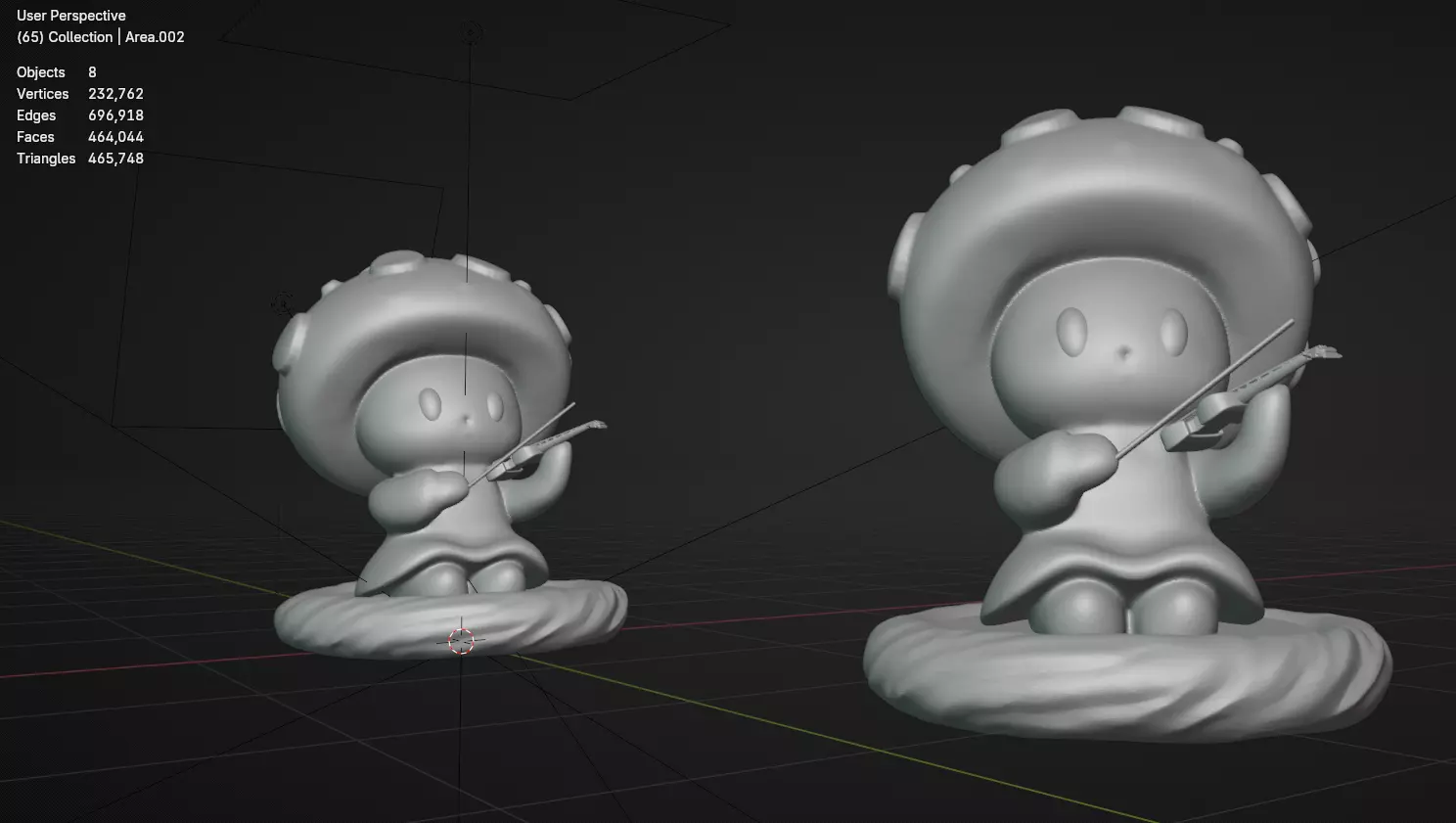 Menina Cogumelo Tocando Violino 3D print model_8