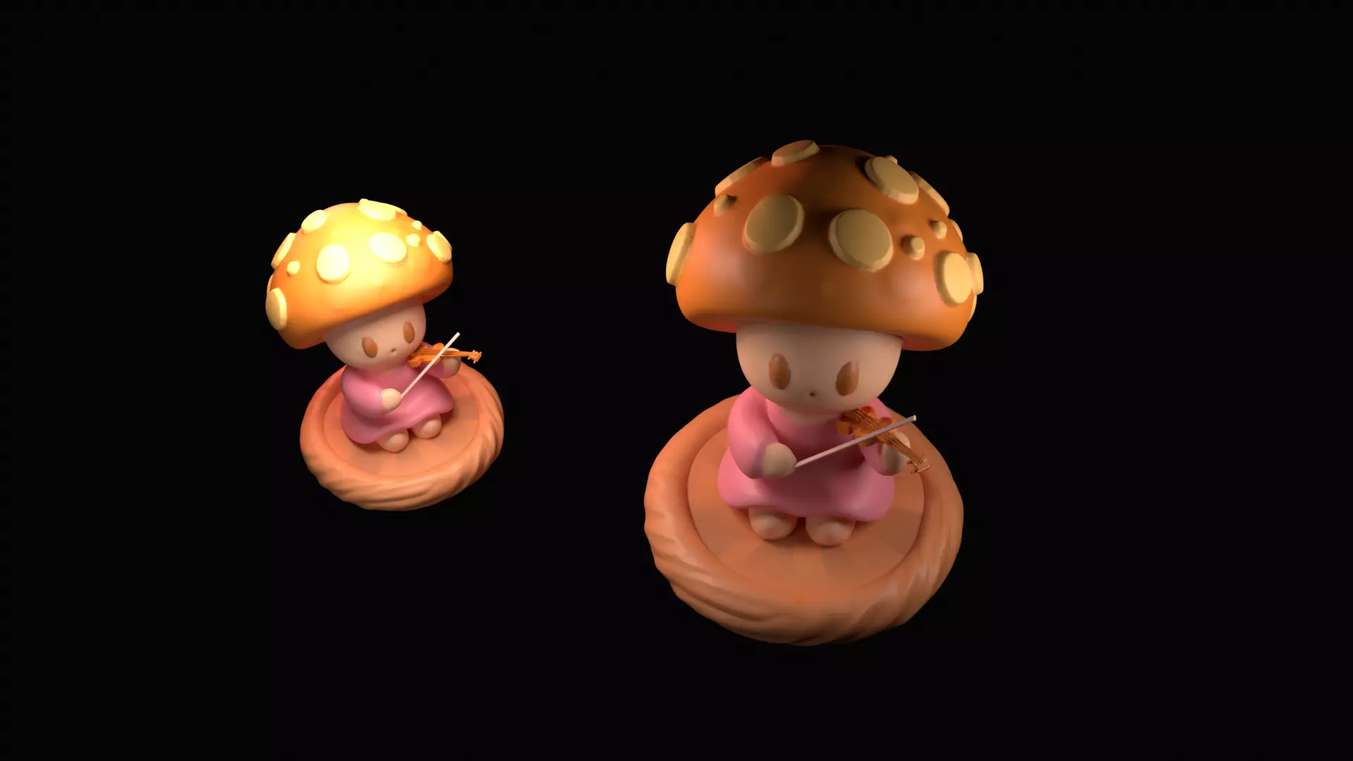 Menina Cogumelo Tocando Violino 3D print model_1