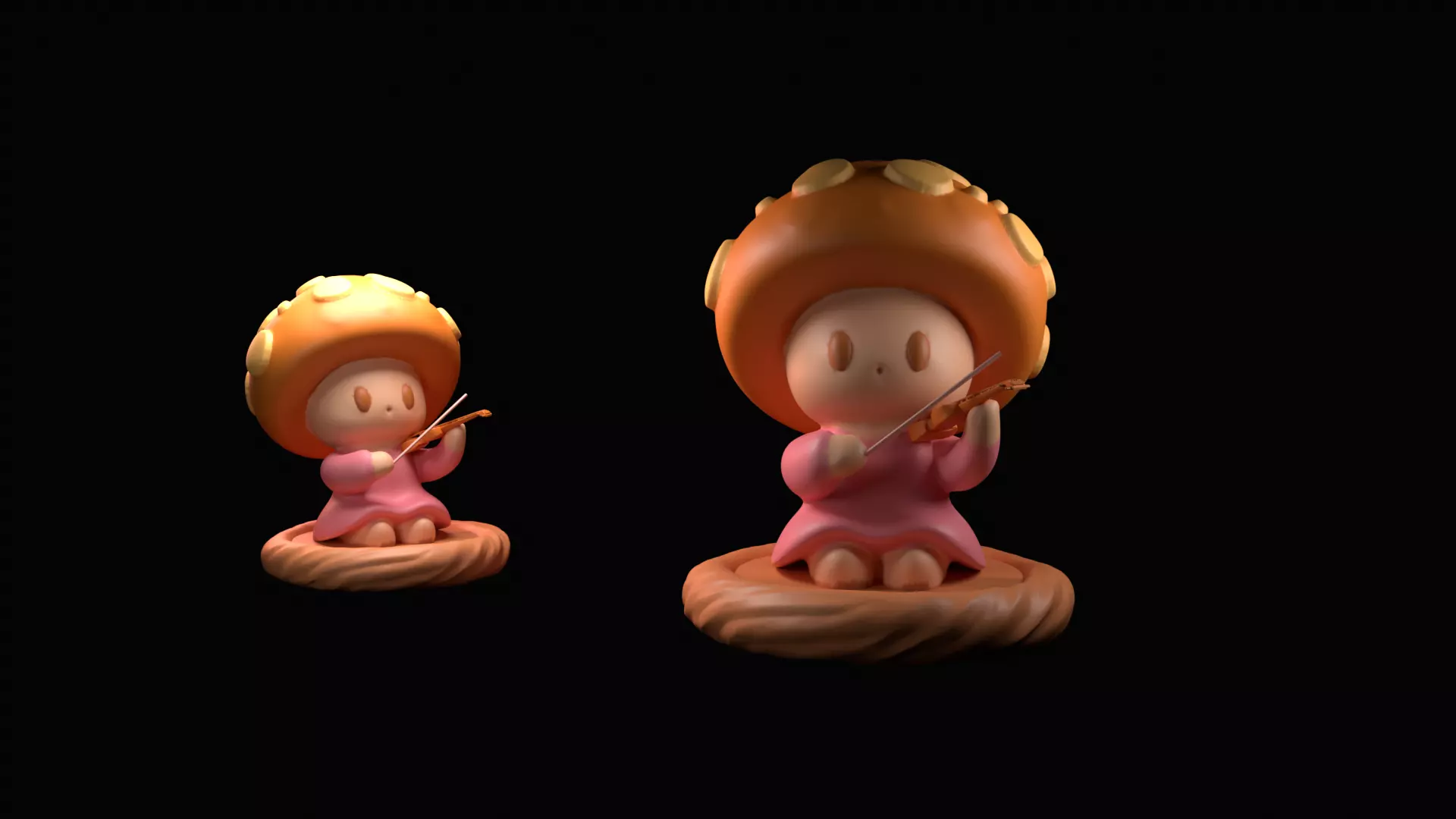 Menina Cogumelo Tocando Violino 3D print model_15