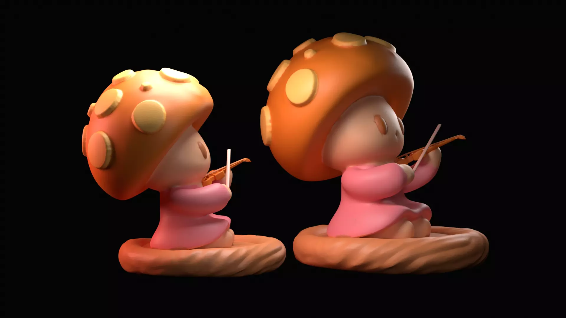 Menina Cogumelo Tocando Violino 3D print model_2