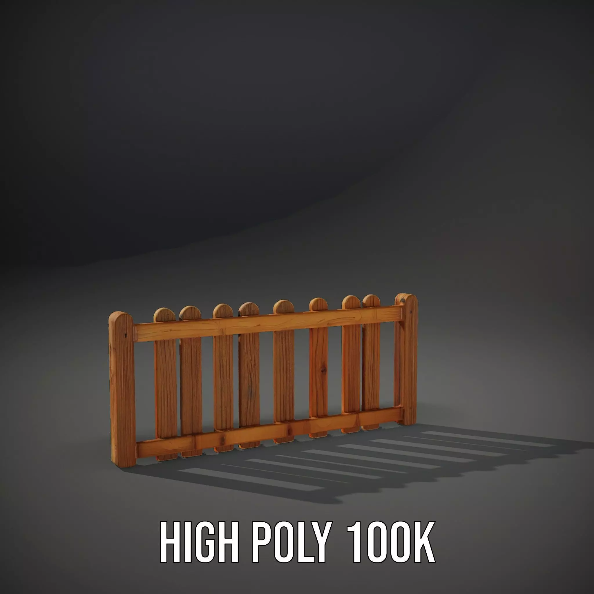 Natural Wooden Fence model pack Low-poly 3D model_8