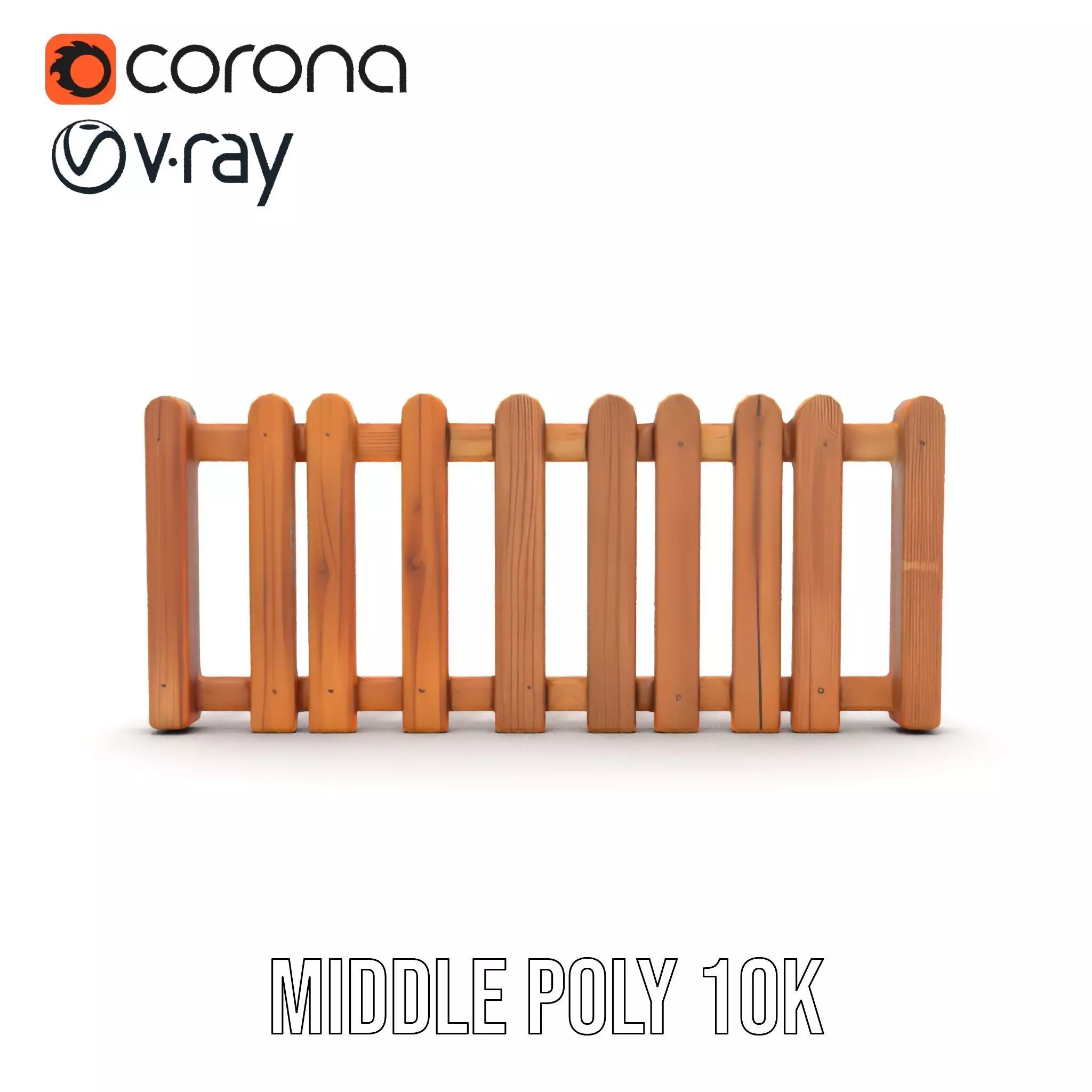 Natural Wooden Fence model pack Low-poly 3D model_13
