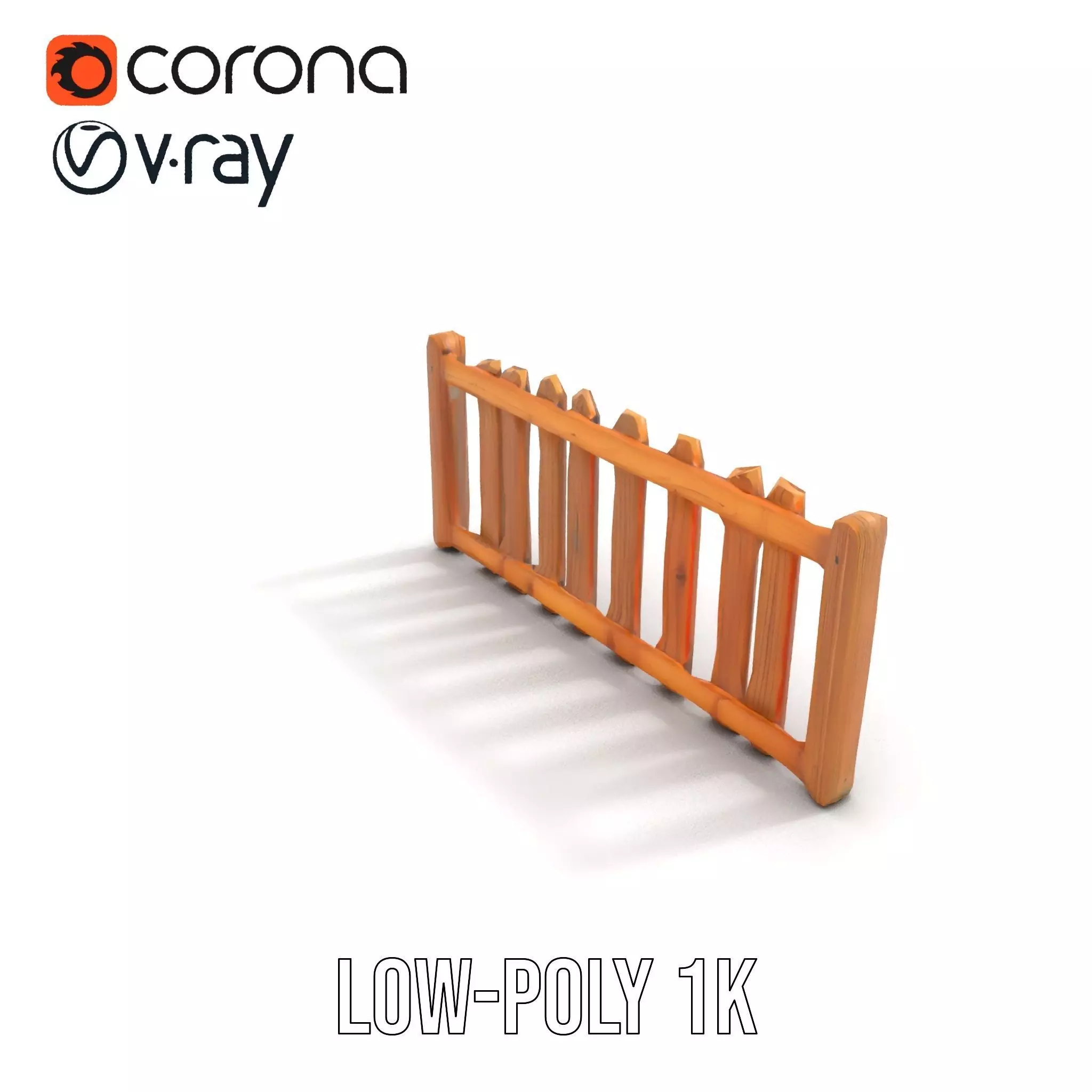 Natural Wooden Fence model pack Low-poly 3D model_7