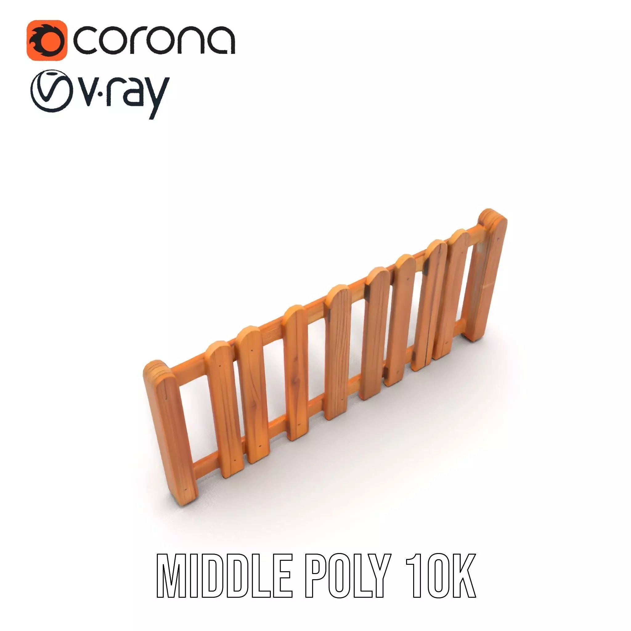 Natural Wooden Fence model pack Low-poly 3D model_11