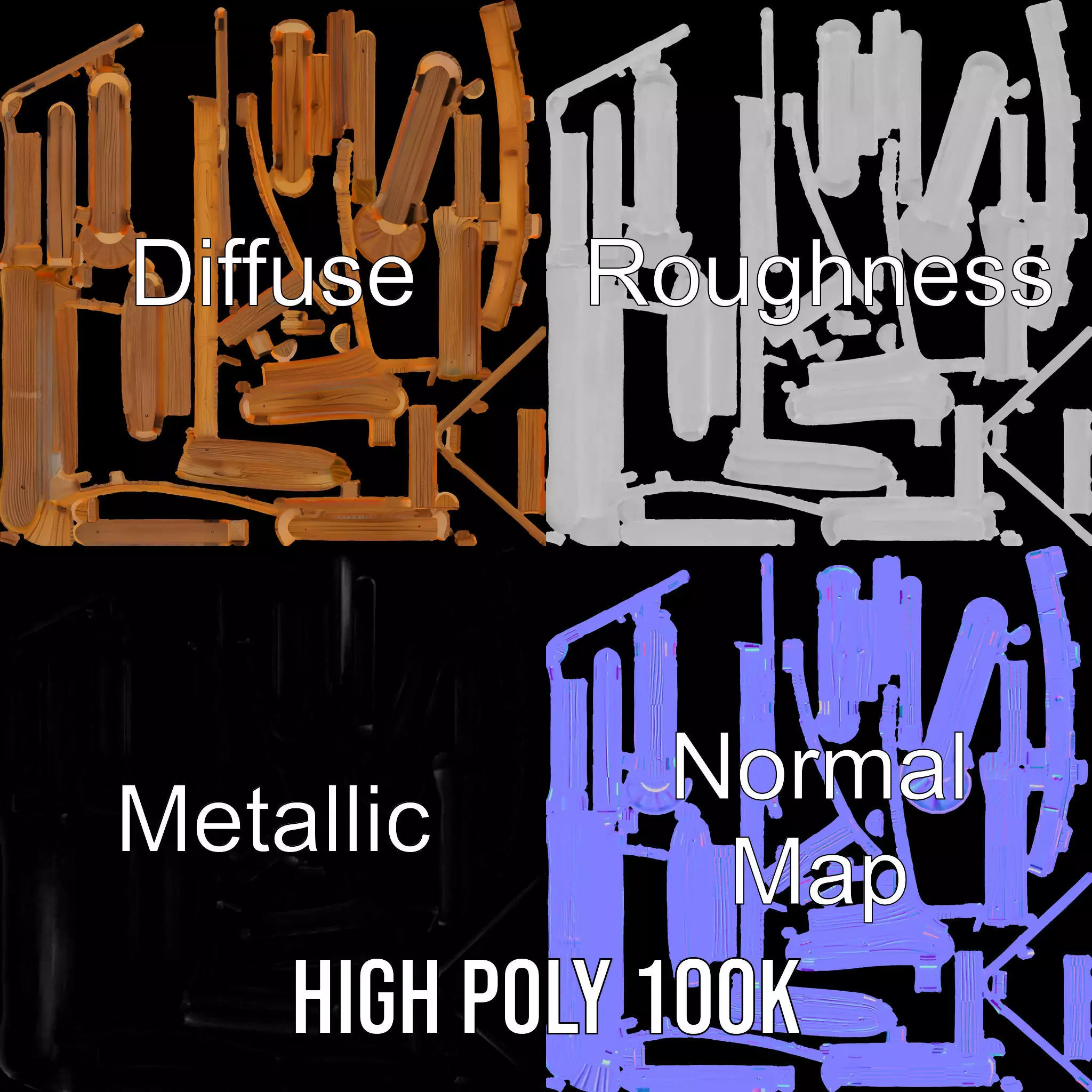 Natural Wooden Fence model pack Low-poly 3D model_3