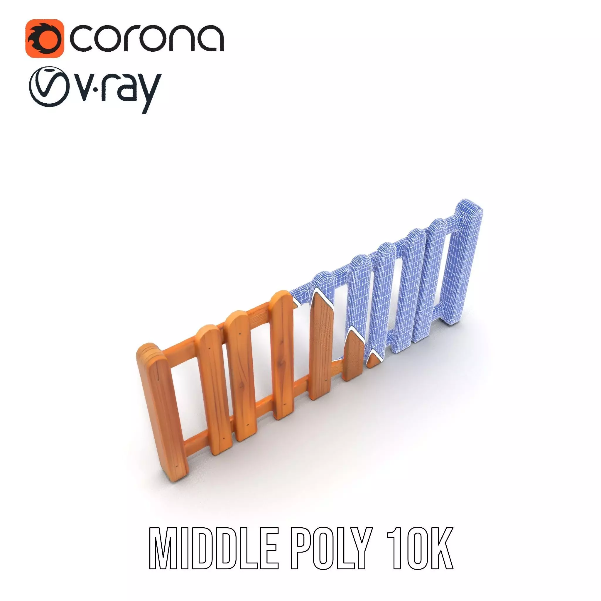 Natural Wooden Fence model pack Low-poly 3D model_29