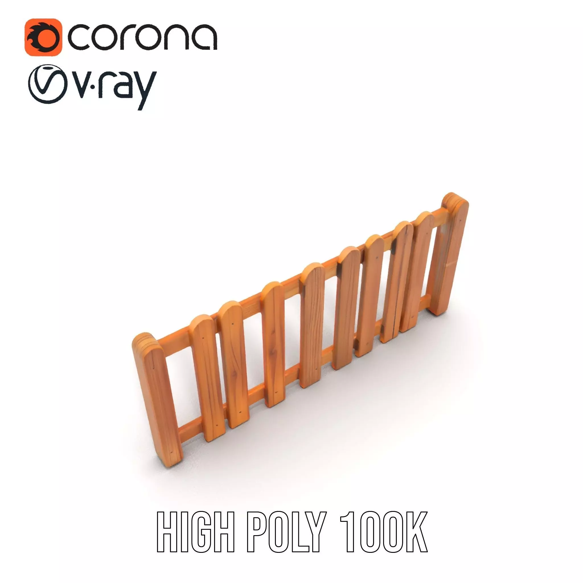 Natural Wooden Fence model pack Low-poly 3D model_22